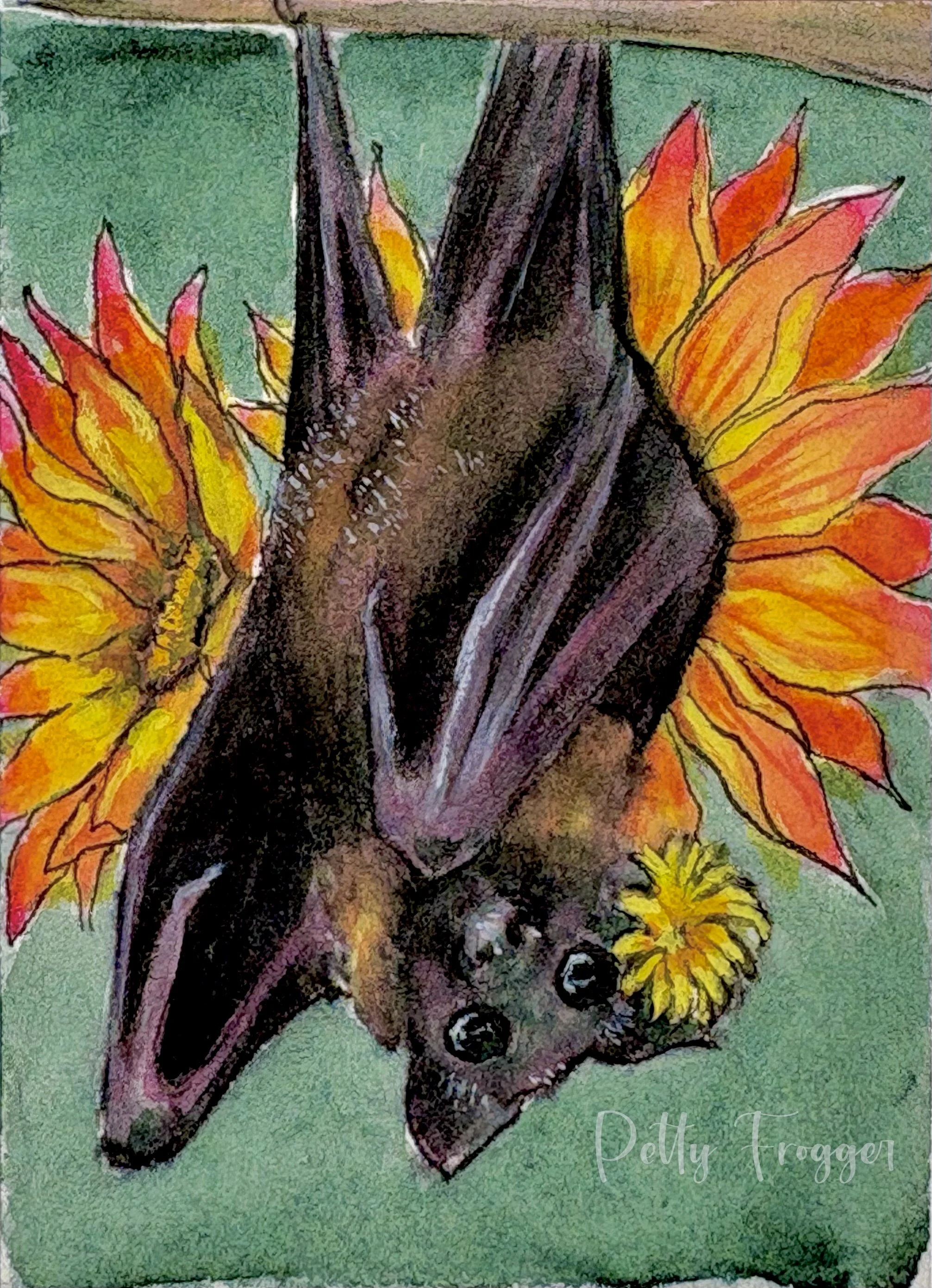Bat with Blanket Flowers -- PREORDER