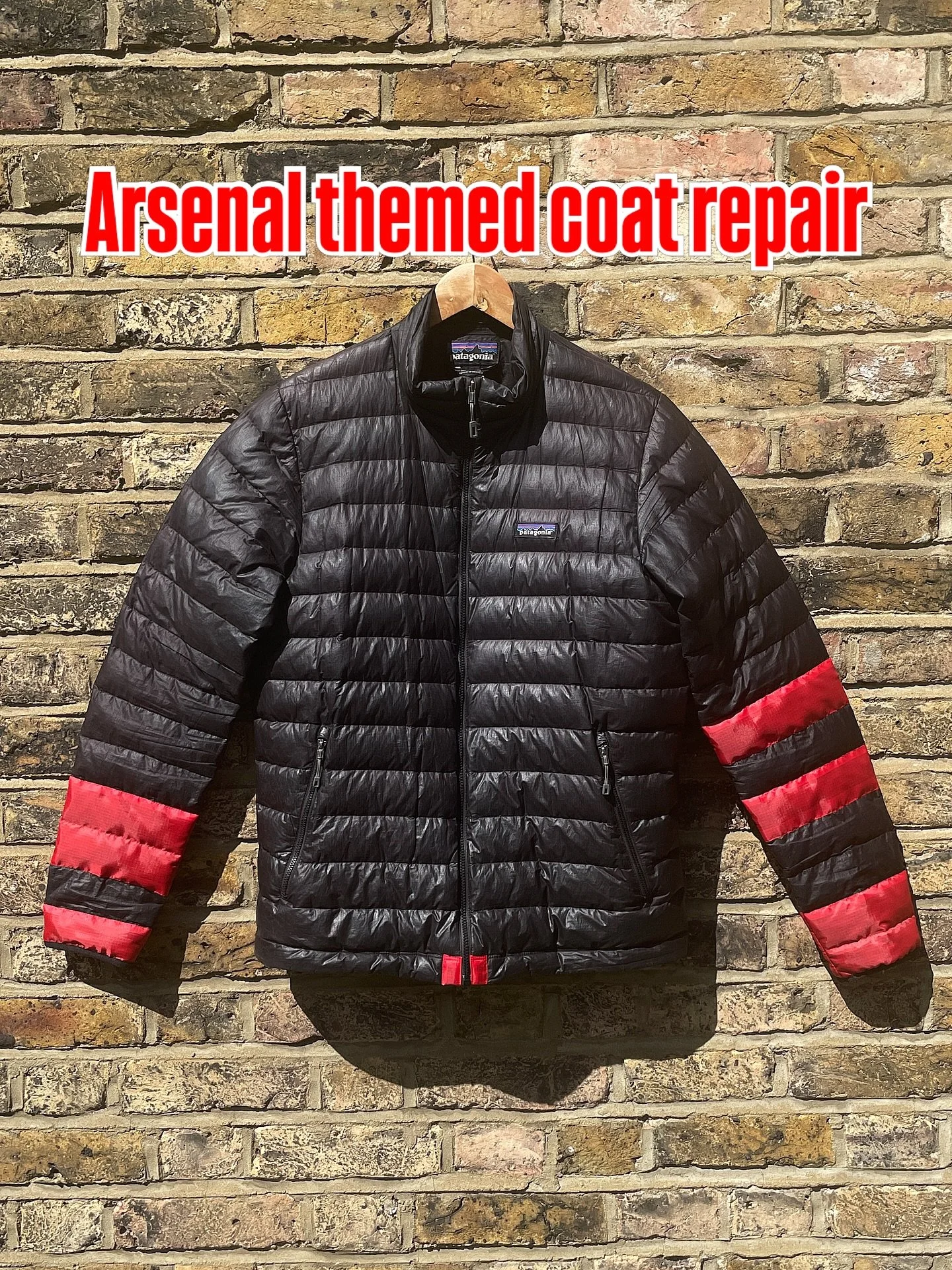 Recently I had the pleasure of completing an Arsenal-themed coat repair for a client, adding red patches to cover multiple small holes across the jacket where the down filling had begun to escape. 

It was a time-intensive repair, but a really enjoya