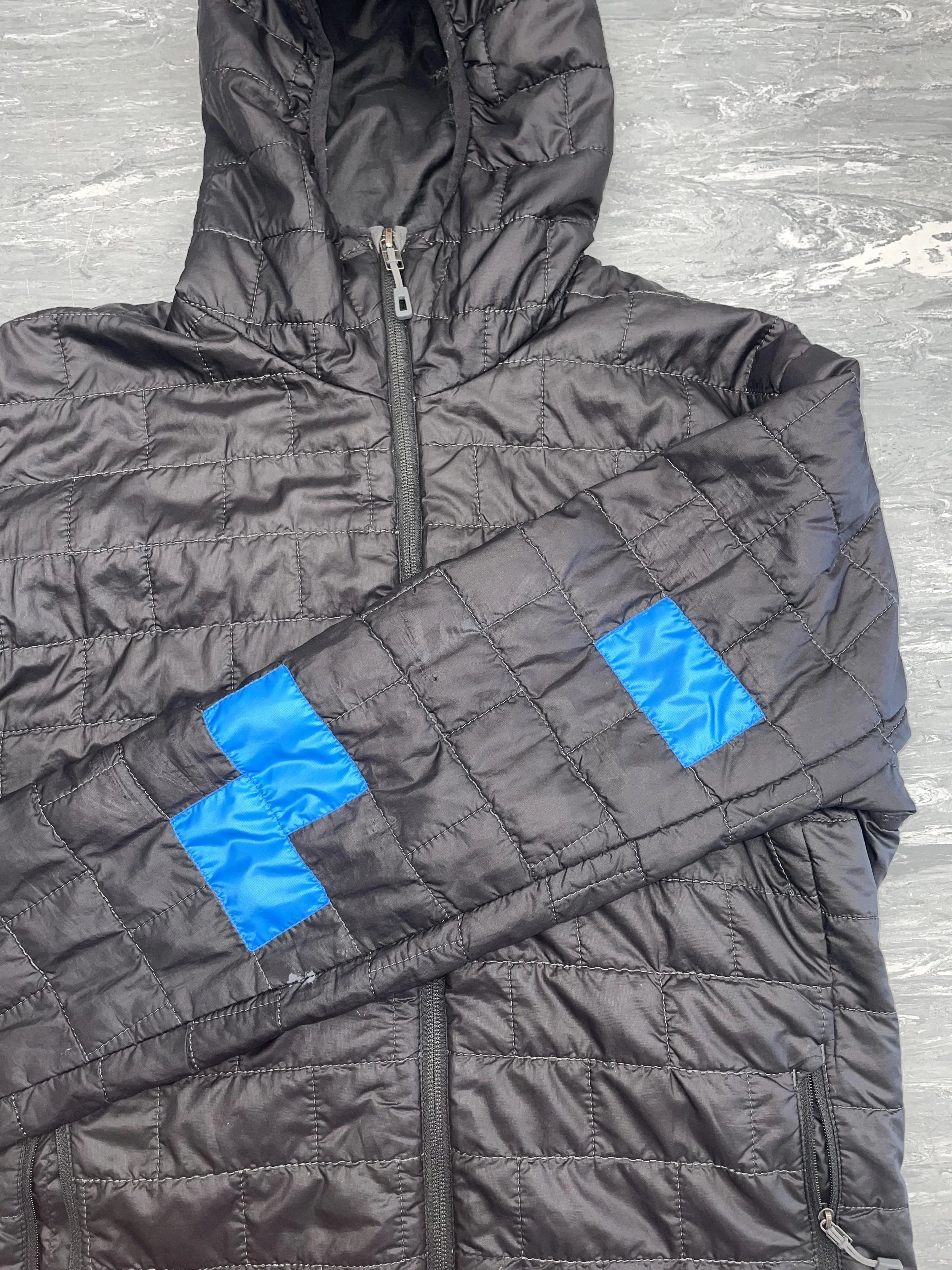 Contrasting patches sewn on top