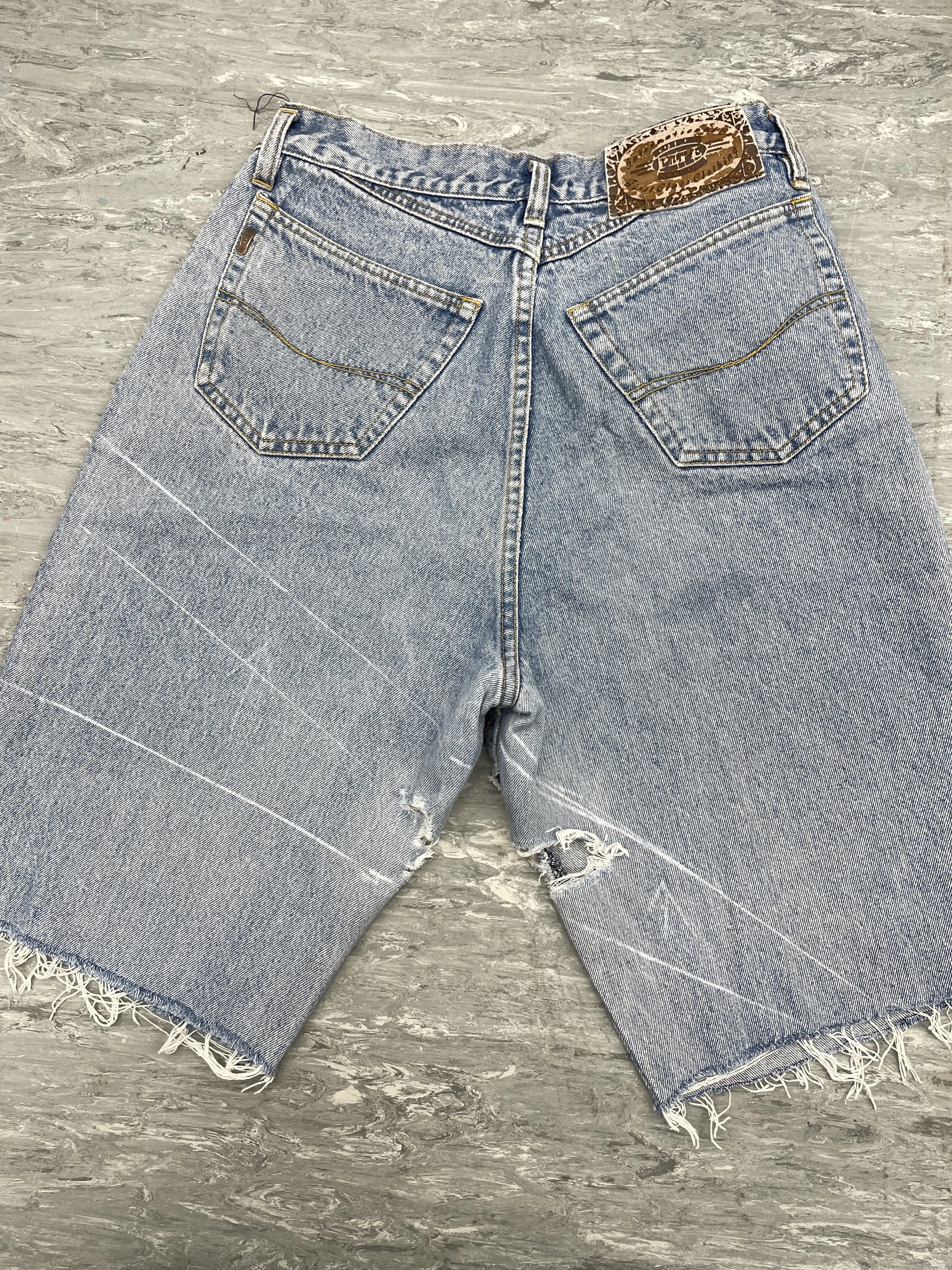 Ripped crotch area on shorts