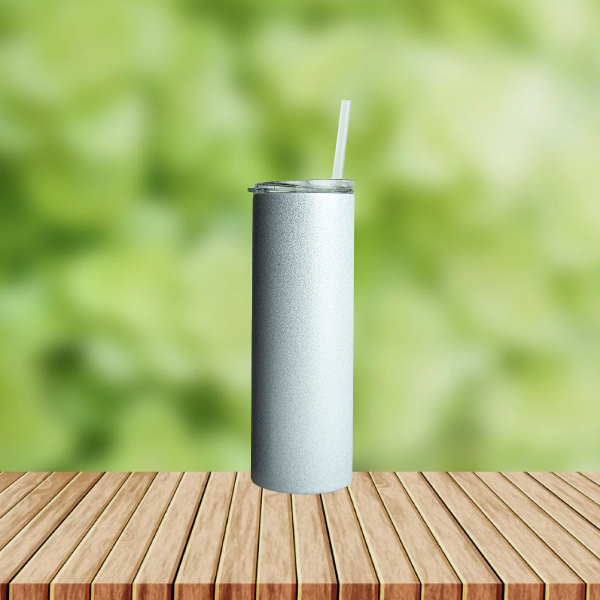 20 oz White Glitter Tumbler