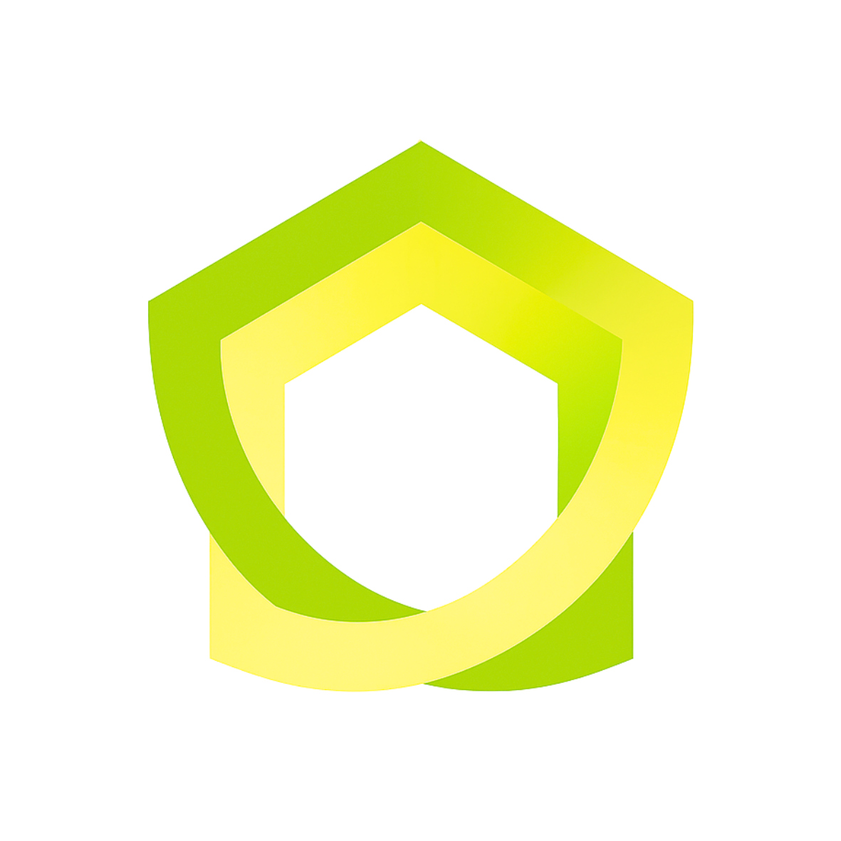 3D colorful shield with red, yellow, and green gradient on black background.