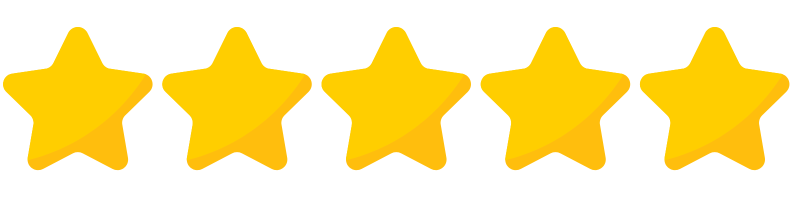 Five yellow, outlined stars in a row on a black background.