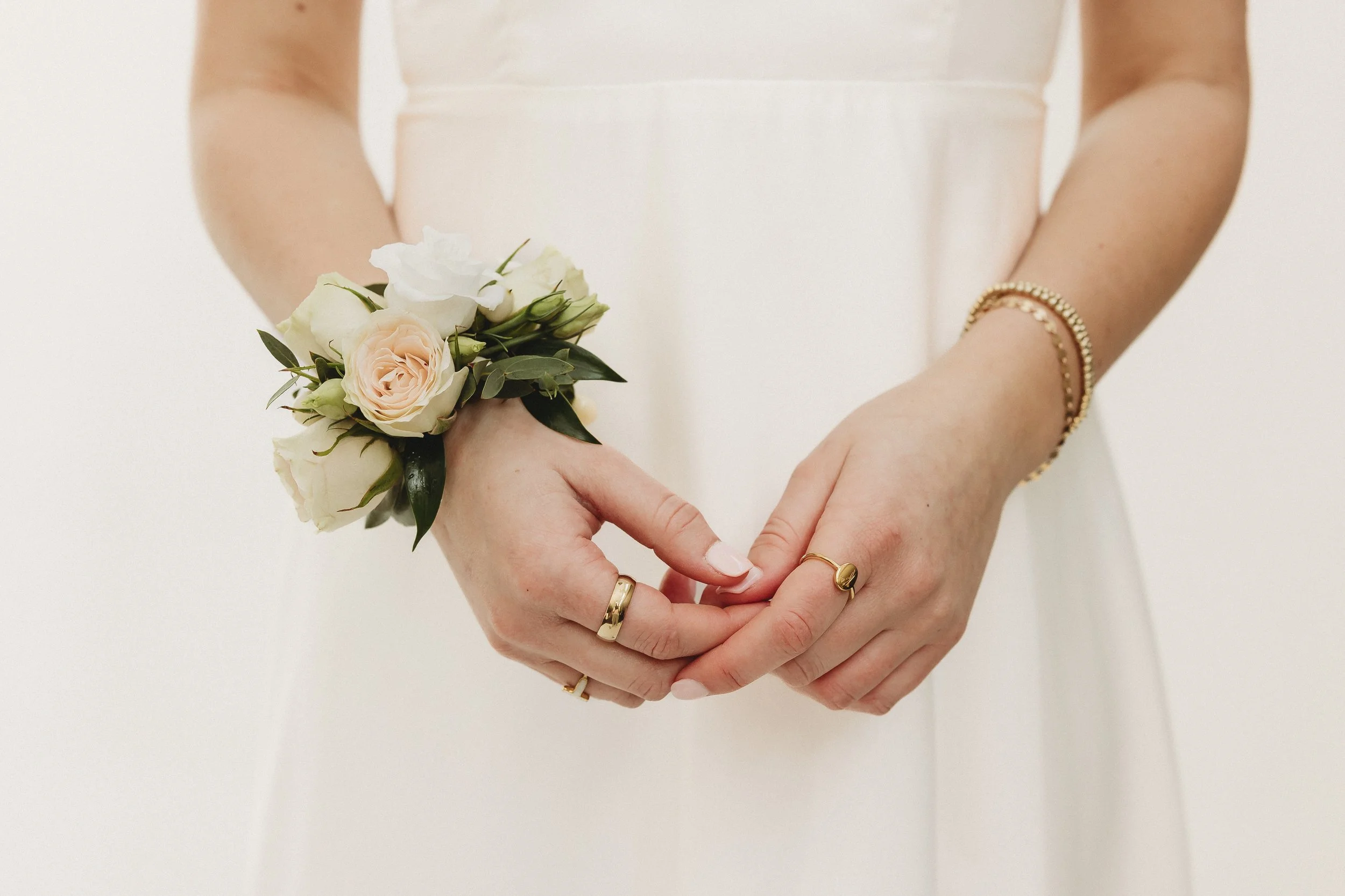 The Floratory's Cloud Nine or neutral floral corsage