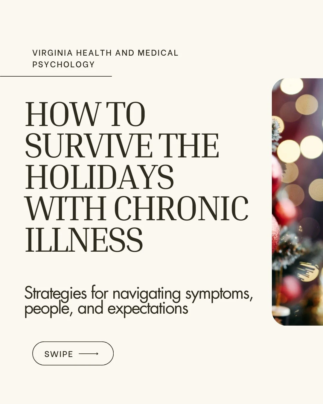 Surviving the holidays, chronic illness edition.

Do you catch my snark on number 5?

#chronicillnesswarrior 
#healthpsychology
#mindbodyhealth 

**Disclaimer**
The information provided here is for educational and informational purposes only and is n