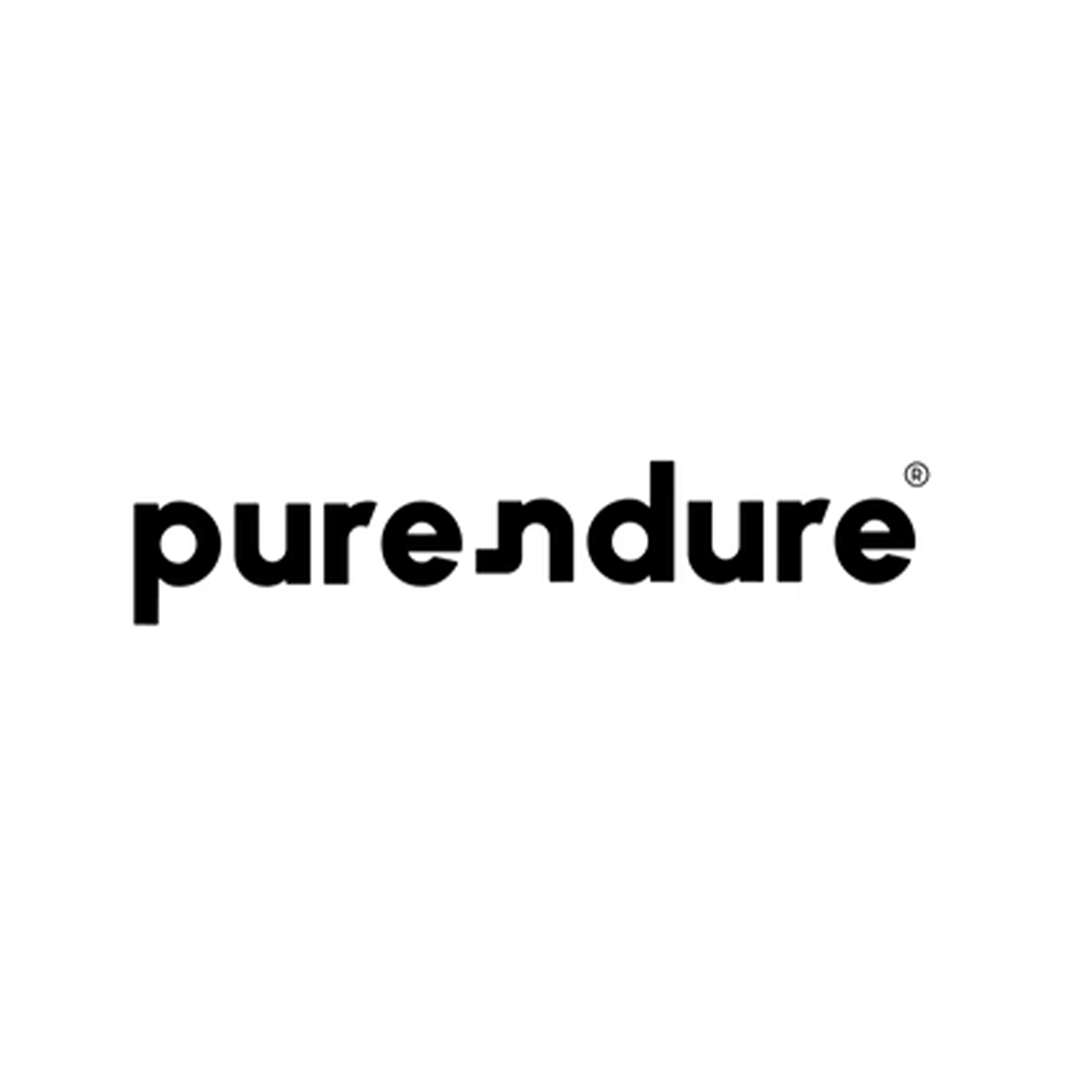 Black and white logo of PureDure with stylized lowercase text.