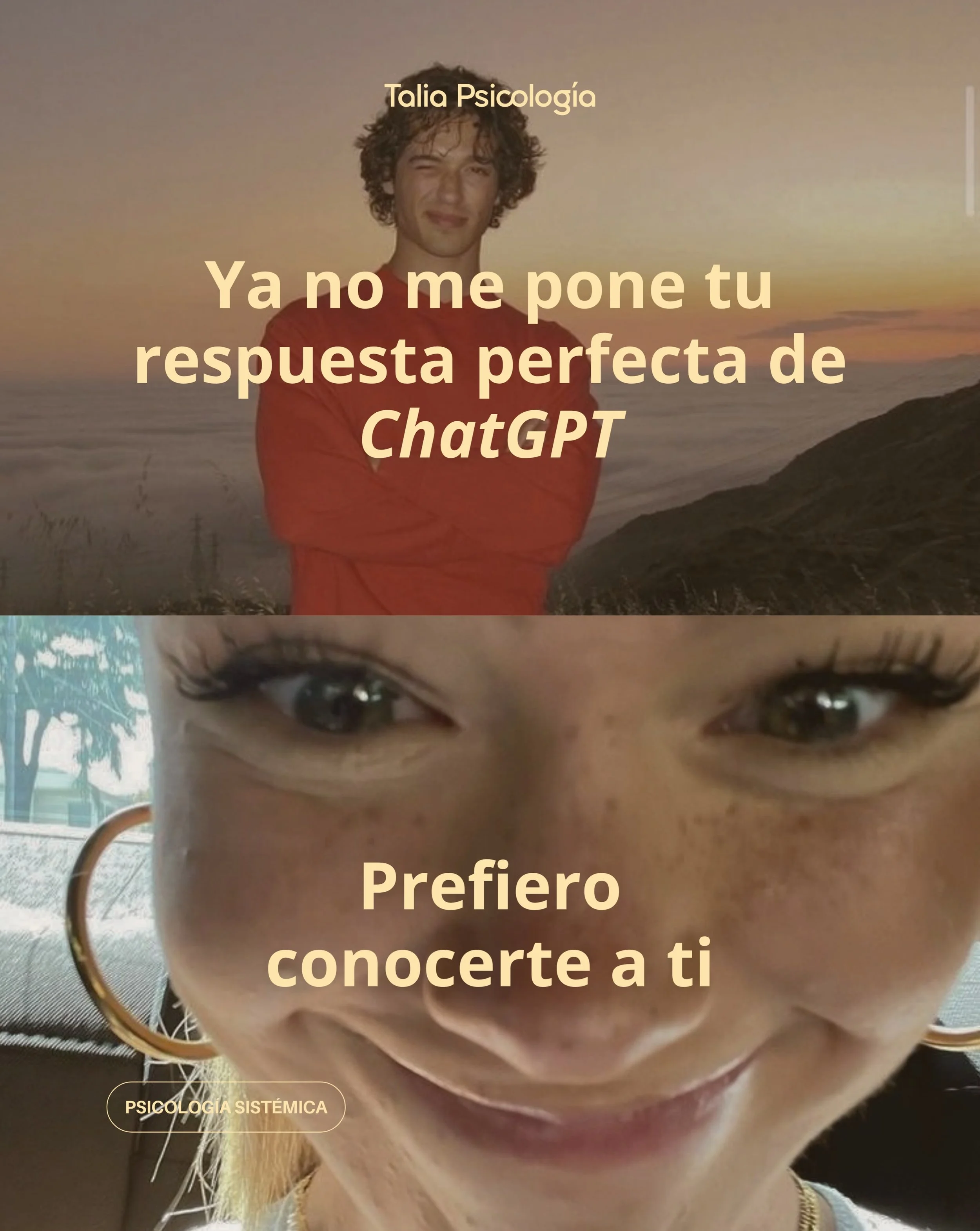 El mayor regalo que puedes hacerte es permitirte SER TU  MISMO. Con tus luces y tus sombras.

Con cari&ntilde;o,
Talia 🤍