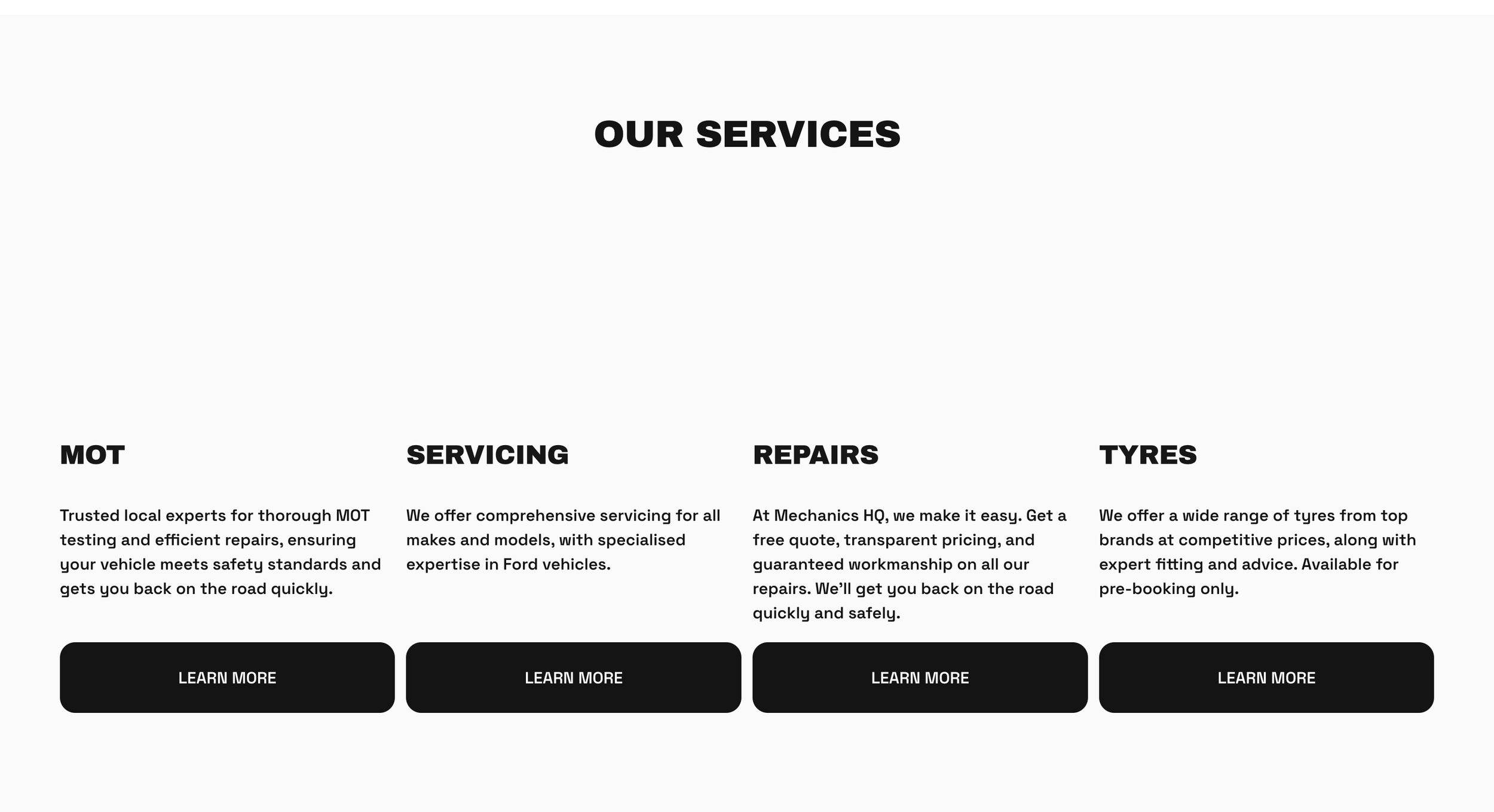 Services Wireframe Mechanics HQ