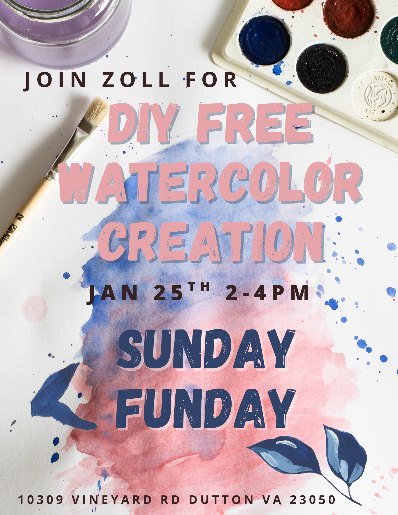 Sunday Funday DIY Watercolor Creation at Zoll Vineyards