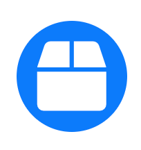 Icono de un mozo de comedor en color blanco en un círculo azul.