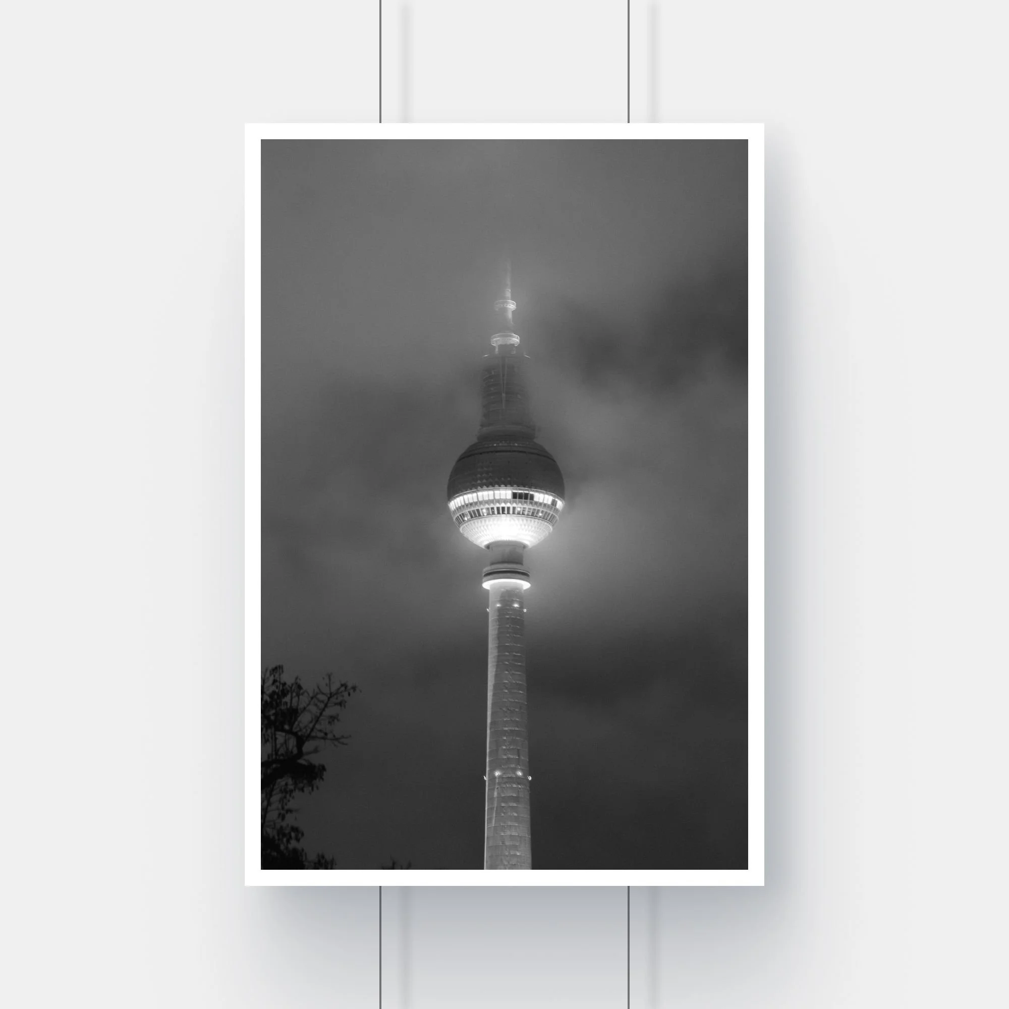 Limited edition black-and-white fine art print of a gloomy Berlin street scene.