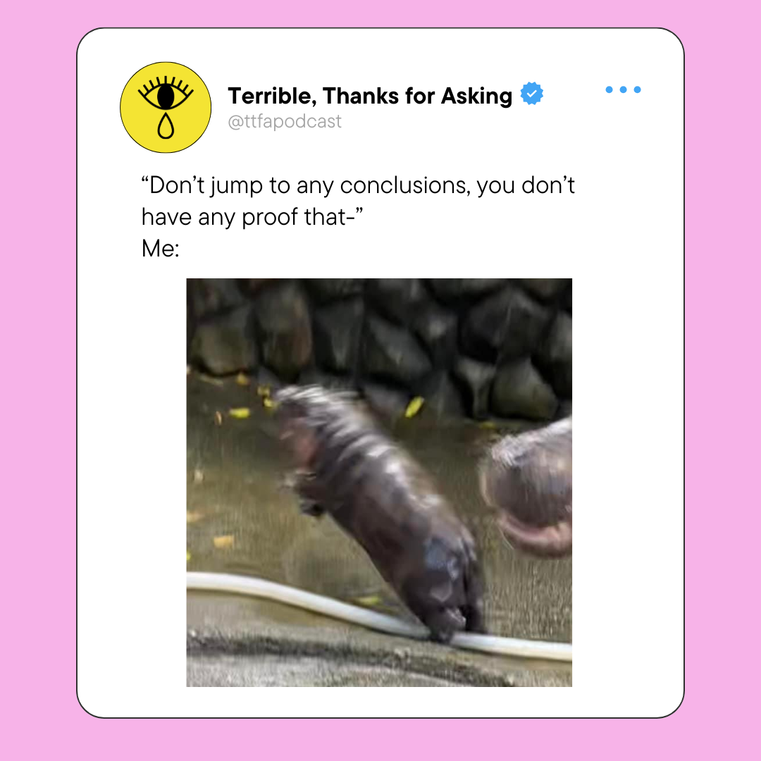 Terrible, Thanks for Asking was... well, heavy! The audience, though deeply engaged with our heavier content, also loved to laugh and have a moment's relief from the weight of grief or loss or mental health struggles. I suggested having a "meme" spec