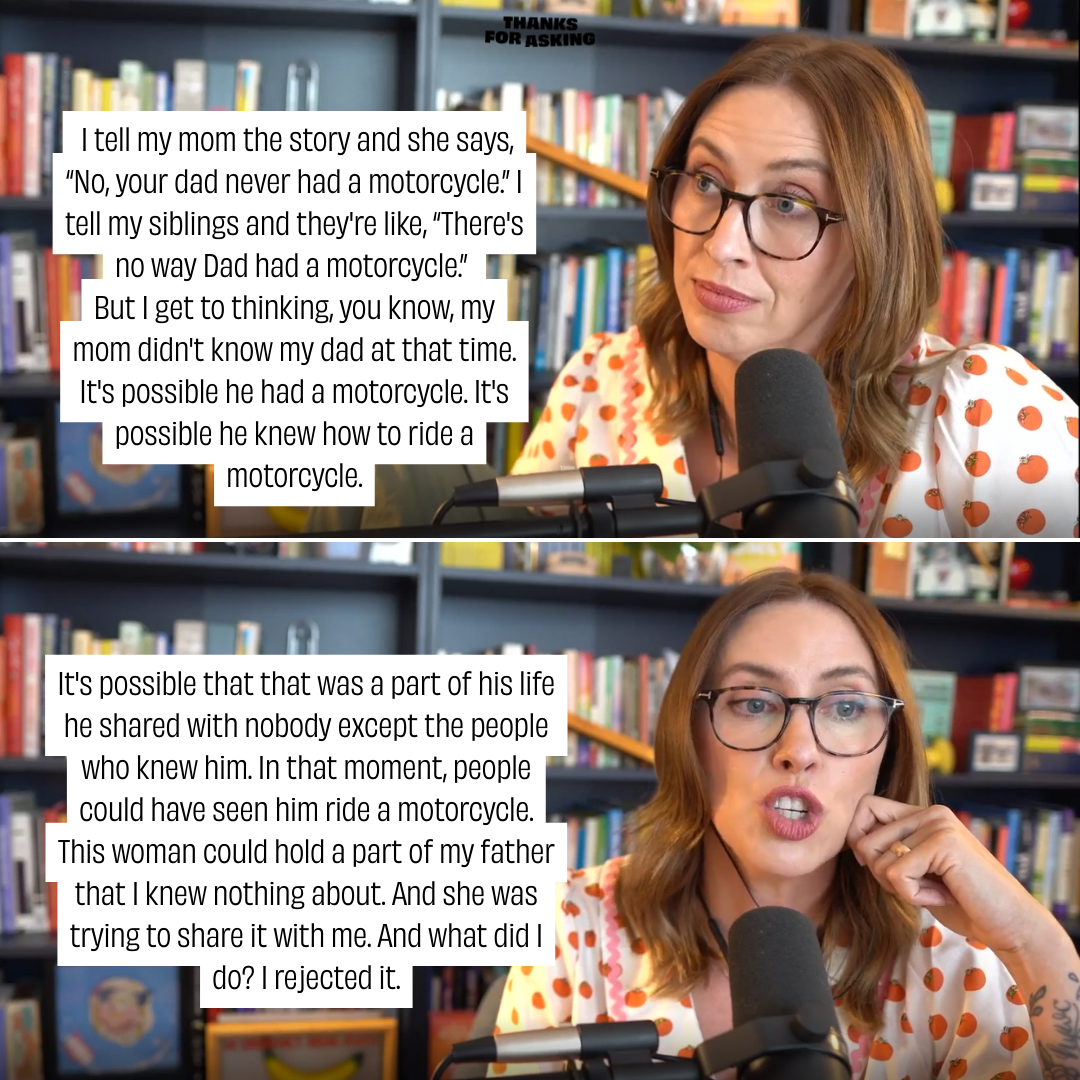 I started off this carousel post with a fantastic hook to lure audiences into scrolling through the whole thing. I took a highly compelling section of the episode and I created a cohesive slideshow to pique the audience's interest in what the episode