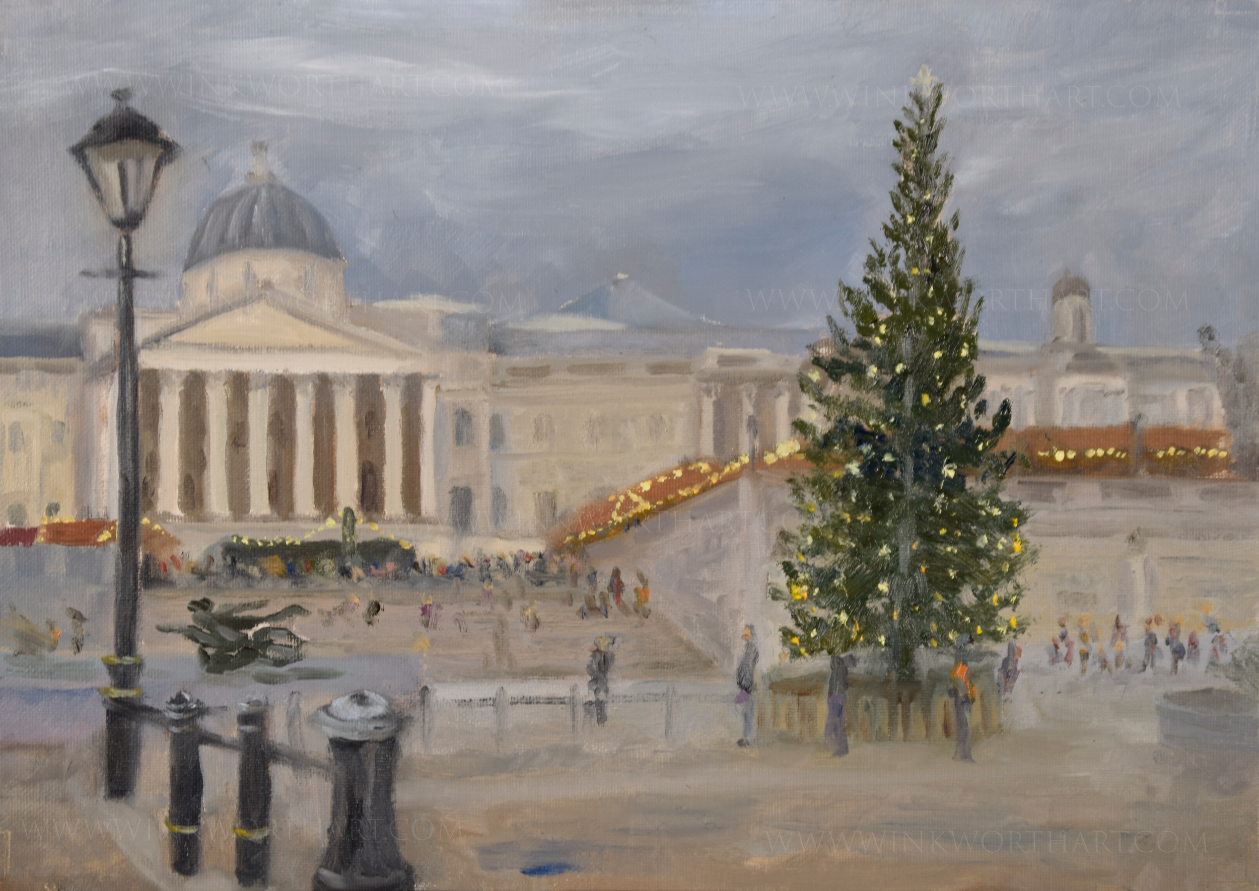 Trafalgar Square, London at Christmas time