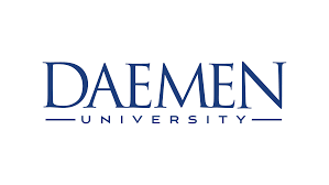 Daemen University logo. Text is dark blue and background is white