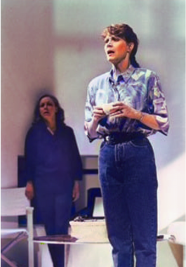 Kate Spiro and Shelley Thompson in the Nuffield Theatre's production of Murder in Green Meadows.