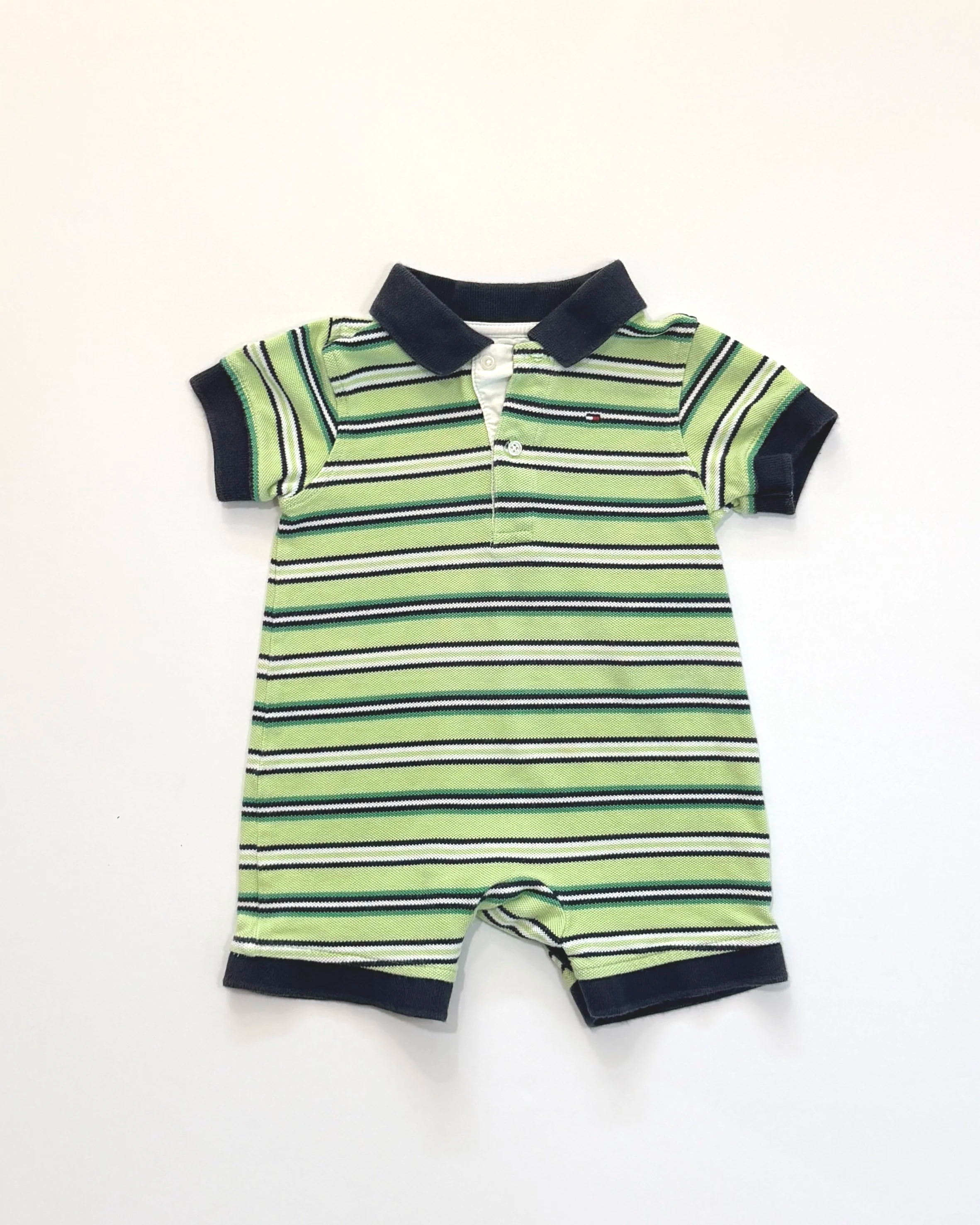 Tommy Hilfiger Lime Green Striped Polo Romper | 6-12mo