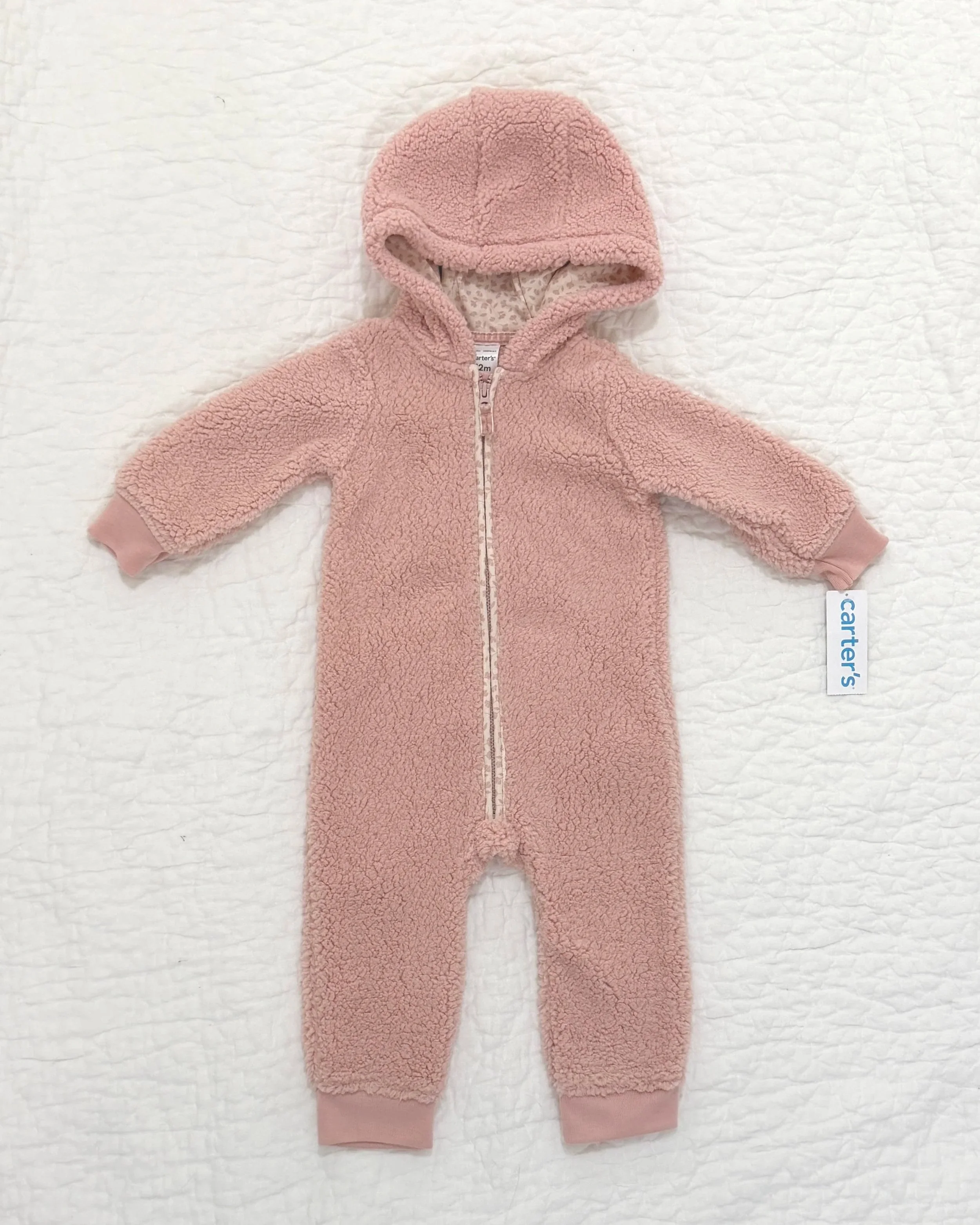 Carter's Sherpa Hooded Romper | 12mo