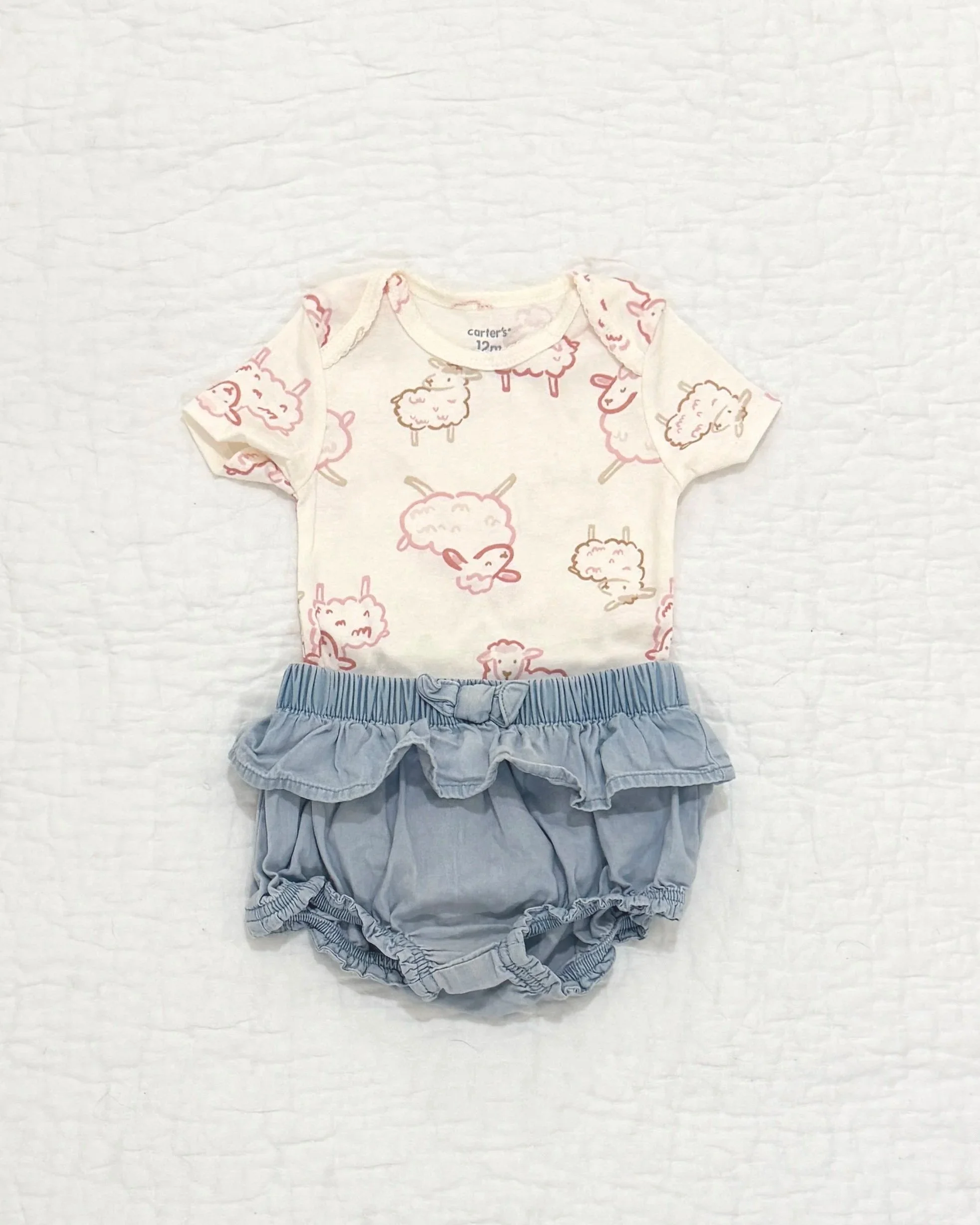 Carter's Sheep Bodysuit + Cat & Jack Chambray Bloomers Bundle | 12mo