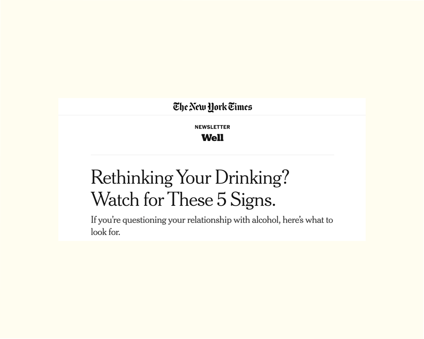 Cecily speaks with Jancee Dunn of the New York Times about her experience eliminating alcohol from her lifestyle and the steps she took to get there.