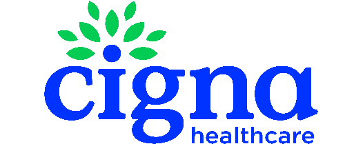 Cigna Healthcare logo with a stylized green tree and blue text