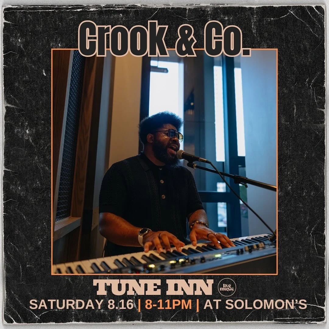 This Saturday at Solomon&rsquo;s✨

Crook &amp; Co. are back, bringing their signature blend of smooth R&amp;B and laid-back grooves to set the mood for your weekend.

Settle in with a hand-crafted cocktail, share some small bites, and let the music c