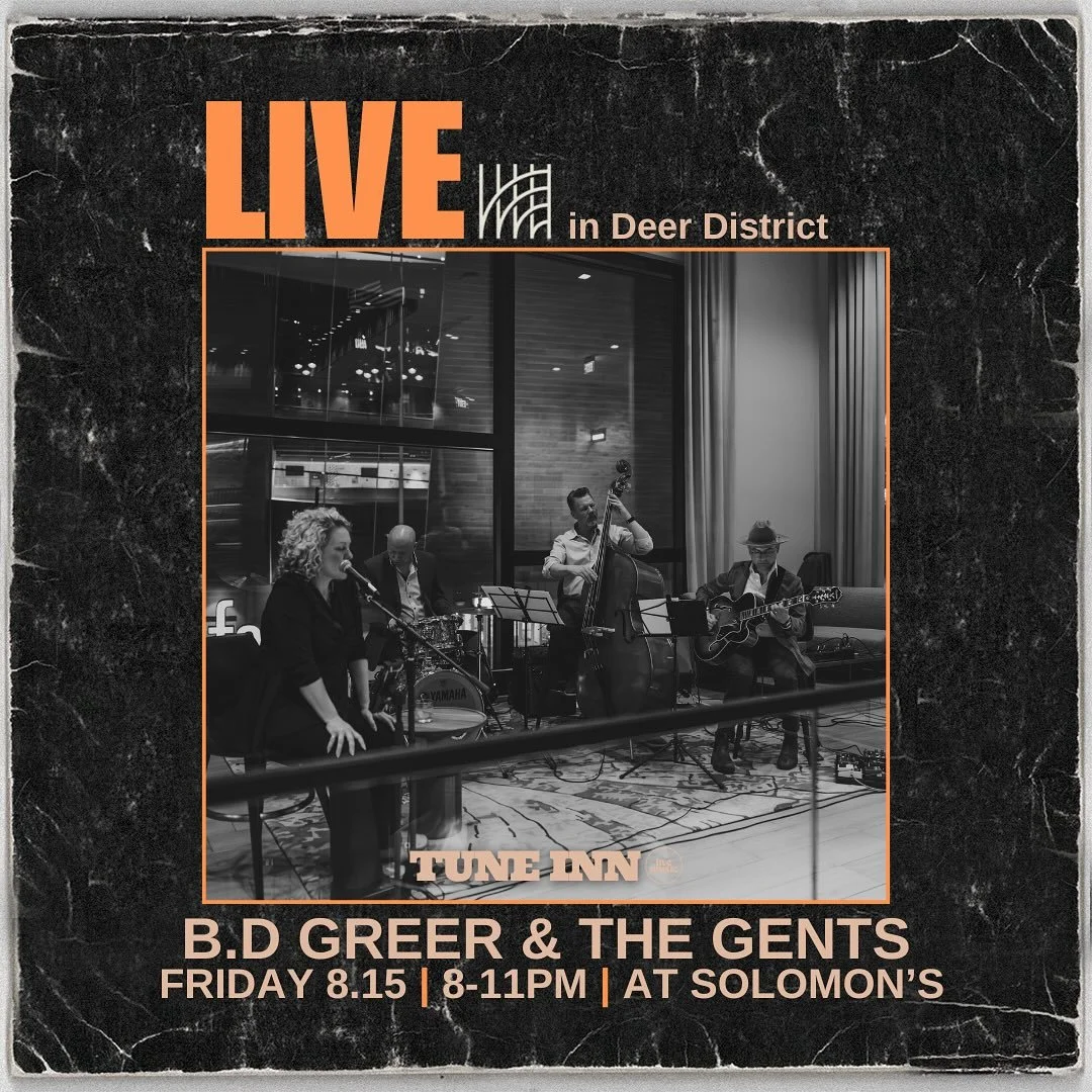 Friday Night in the City 🌃 ✨ 

B.D. Greer &amp; The Gents return to Solomon&rsquo;s, filling the night with their lovely smooth jazz.

Whether you&rsquo;re outside on our stunning terrace that overlooks @deerdistrict with a hand-crafted cocktail in 