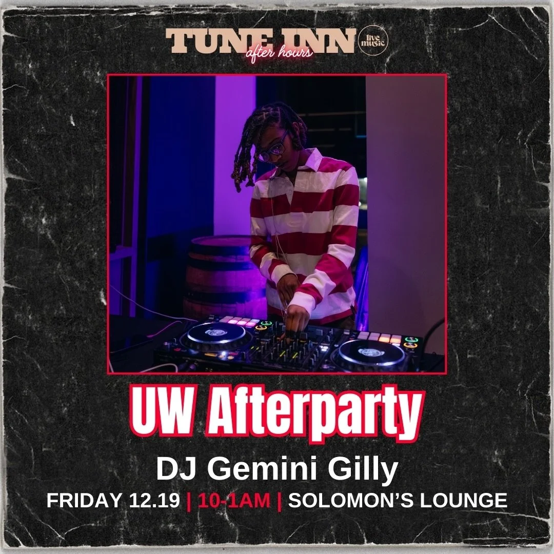 Join us this Friday for a special UW Afterparty curated by @djgeminigilly 🎧🎶

Sip on hand-crafted cocktails, share some small bites with friends, and vibe out to some of the best hip-hop/rnb in the city 🍸

10-1AM &bull; Solomon&rsquo;s Lounge @the