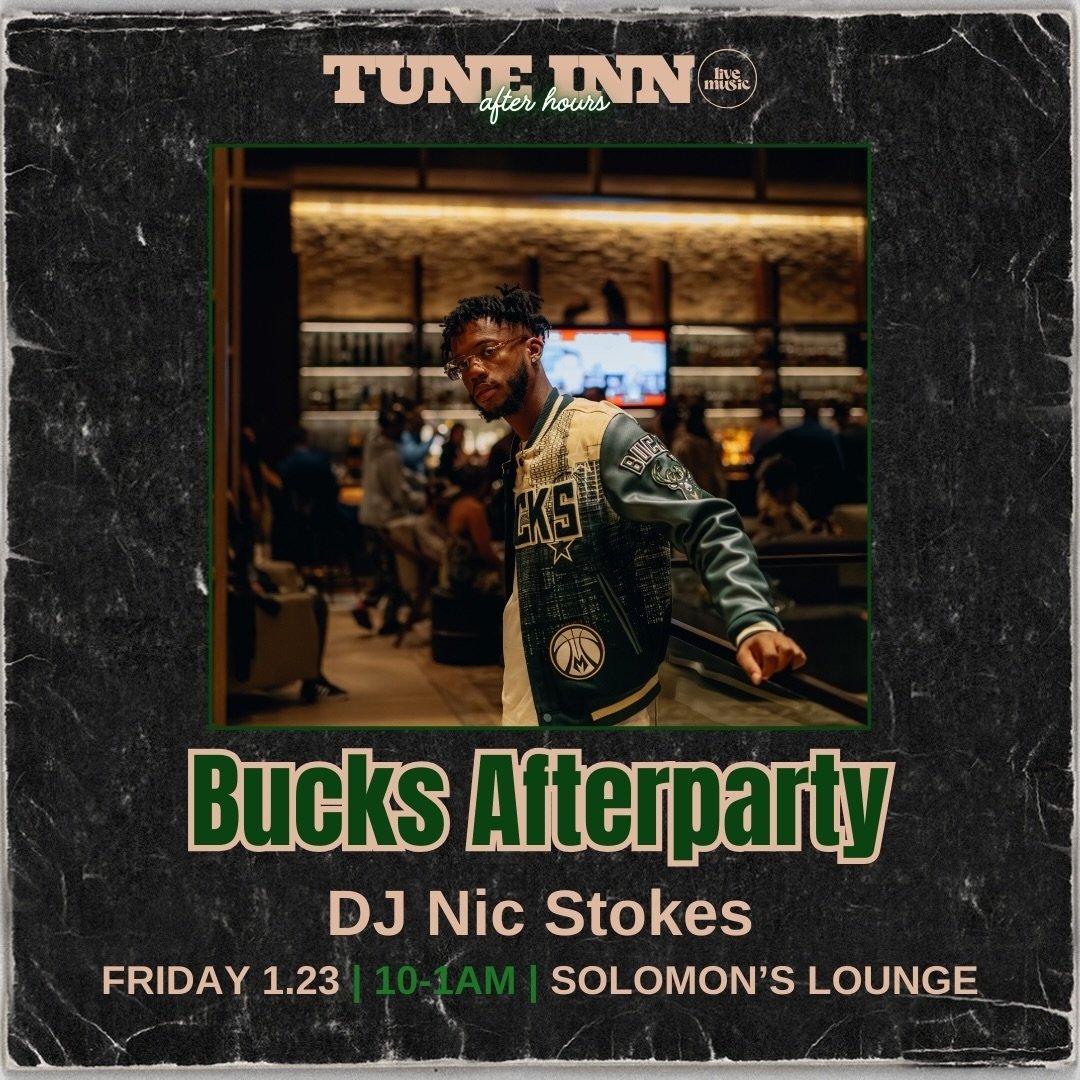 #bucksafterparty this Friday 🏀🎧

Join us after the @bucks game for a DJ set curated by @newmoney_stokes 

Hand-crafted cocktails, delicious small bites for the group, amazing music, AND a beautiful view of @deerdistrict?? 

We&rsquo;ll see you ther