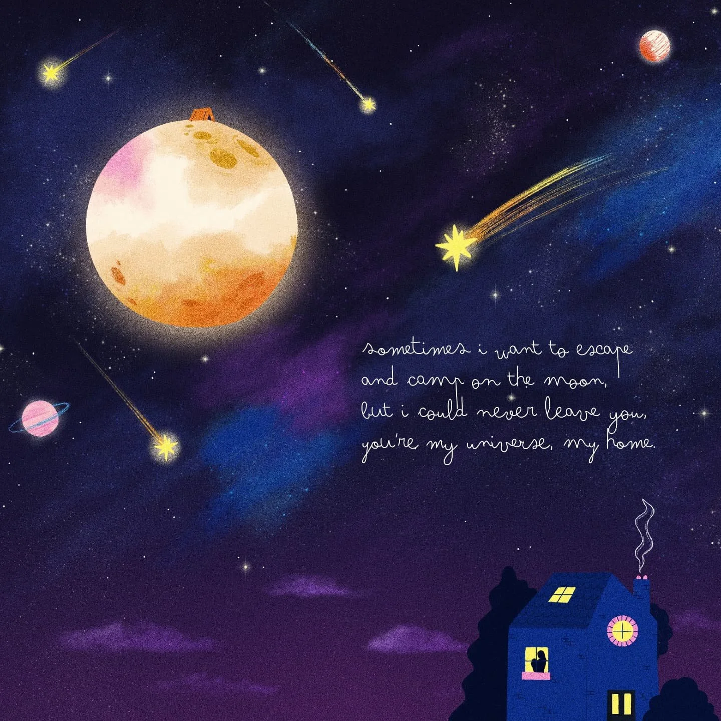 'Sometimes I just want to escape and camp on the moon, but I could never leave you. You're my universe, my home.'

~Memoirs of motherhood~ 😆

My husband joked with our 2 year old that he wants to camp on the moon the other day when dinnertime was ch