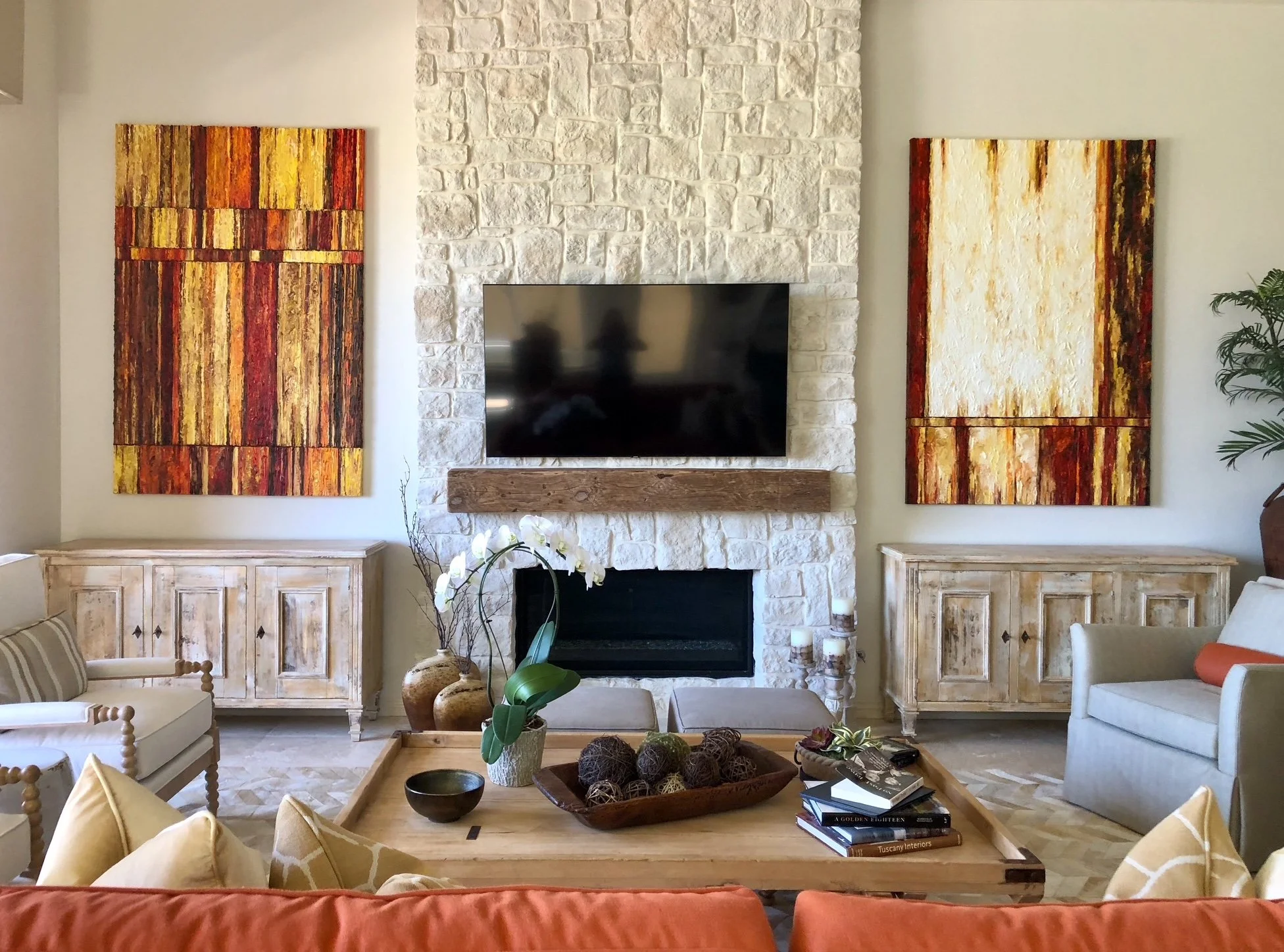 Two 6' x 4' abstracts in a beautiful Indian Wells residence