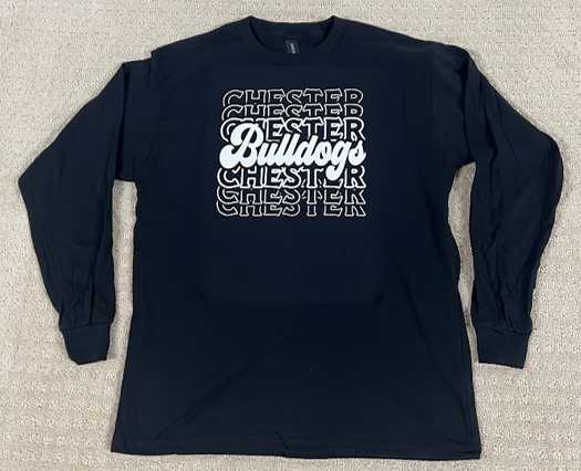 Youth Black Long Sleeve Chester Bulldogs Repeat Tee