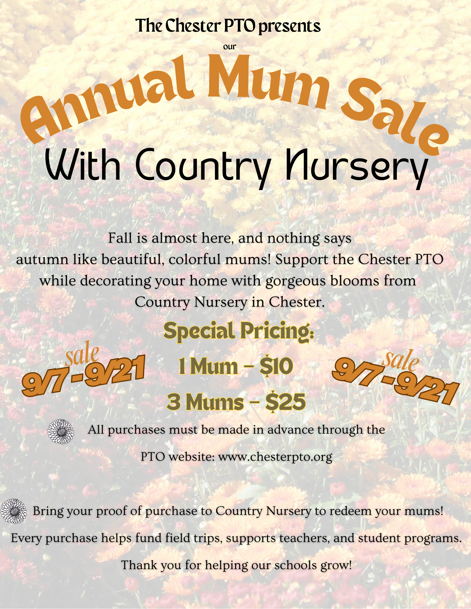 Annual Mum Sale with Country Nursery
