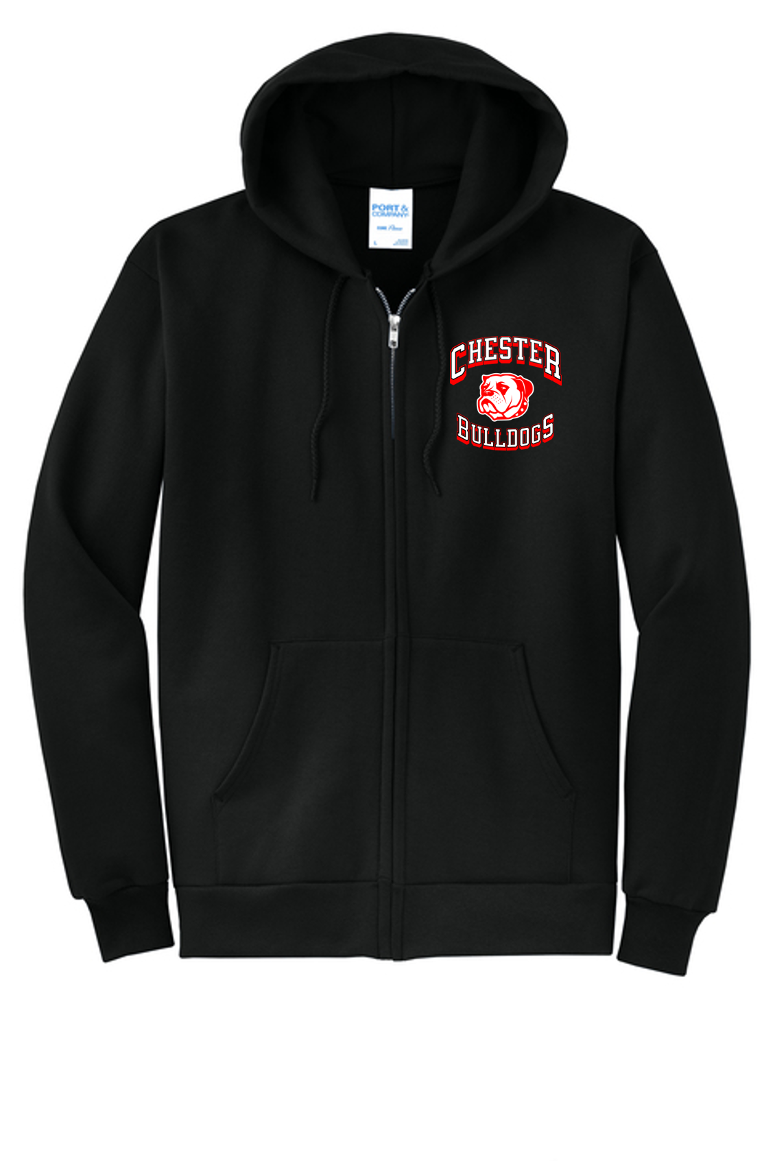 Adult Chester Bulldogs Black Full Zip Hoodie