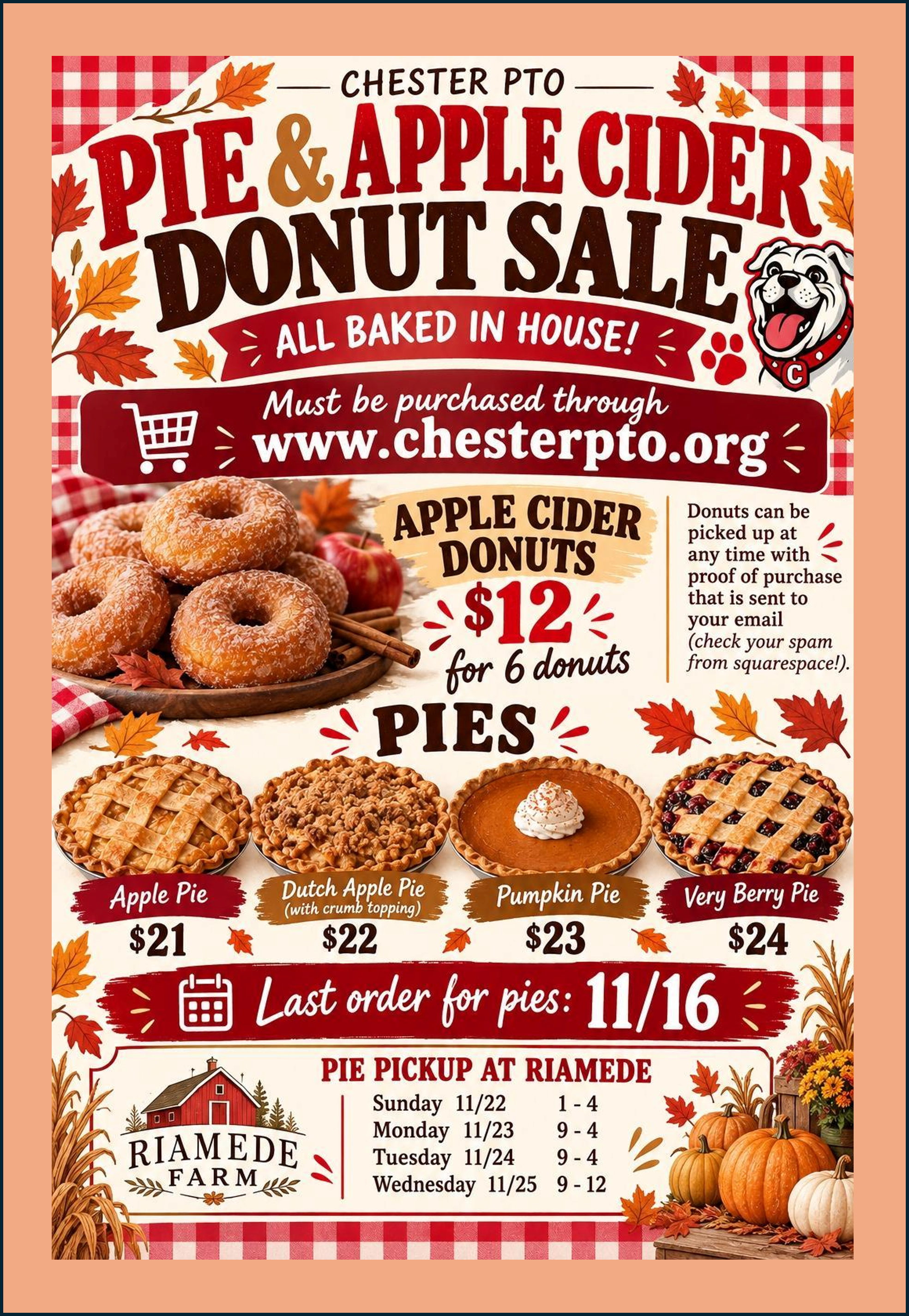 Apple Cider Donuts and Homemade Pies Fundraiser