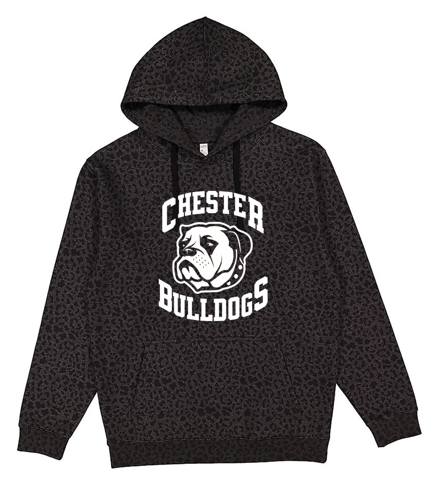 Chester Bulldogs Adult Black Leopard Hoodie