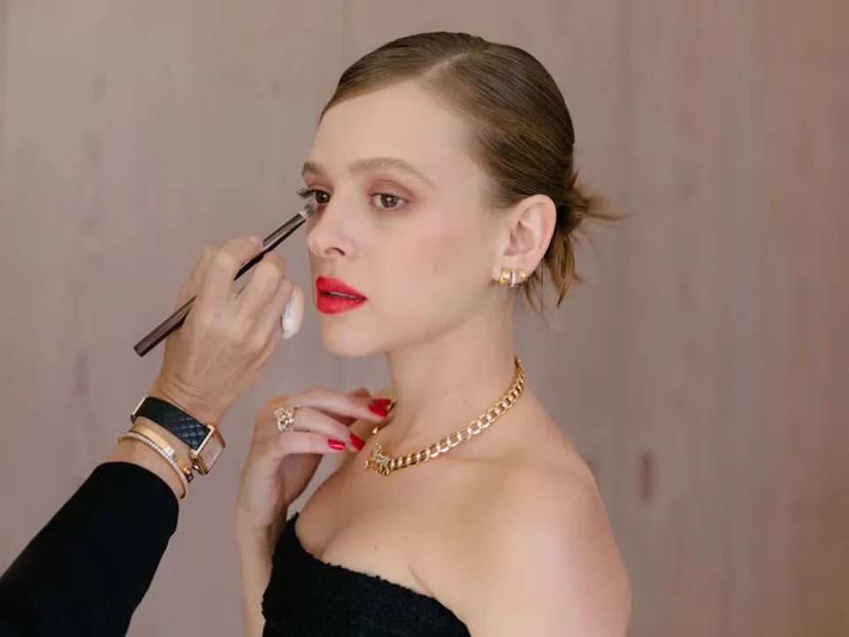 Actress Shira Haas in Chanel getting ready for the Golden Globe awards.
