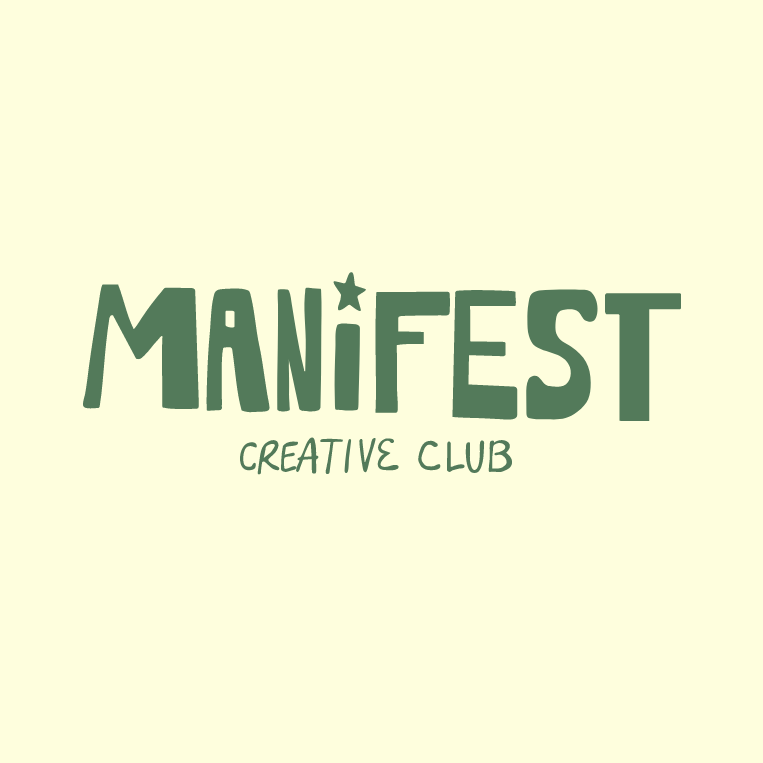 Logo for Manifest Creative Club with stylized text and a star above the 'I' in 'Manifest' on a light background.