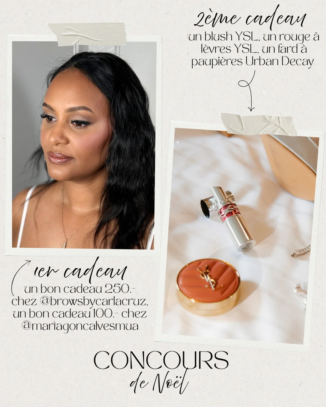 ꧁ Concours de No&euml;l ꧂

Pour illuminer cette saison festive, @browsbycarlacruz et @martagoncalvesmua unissent leurs univers pour vous proposer un merveilleux concours! 

Deux heureuses gagnantes seront tir&eacute;es au sort! 

💌 Les cadeaux : 

1