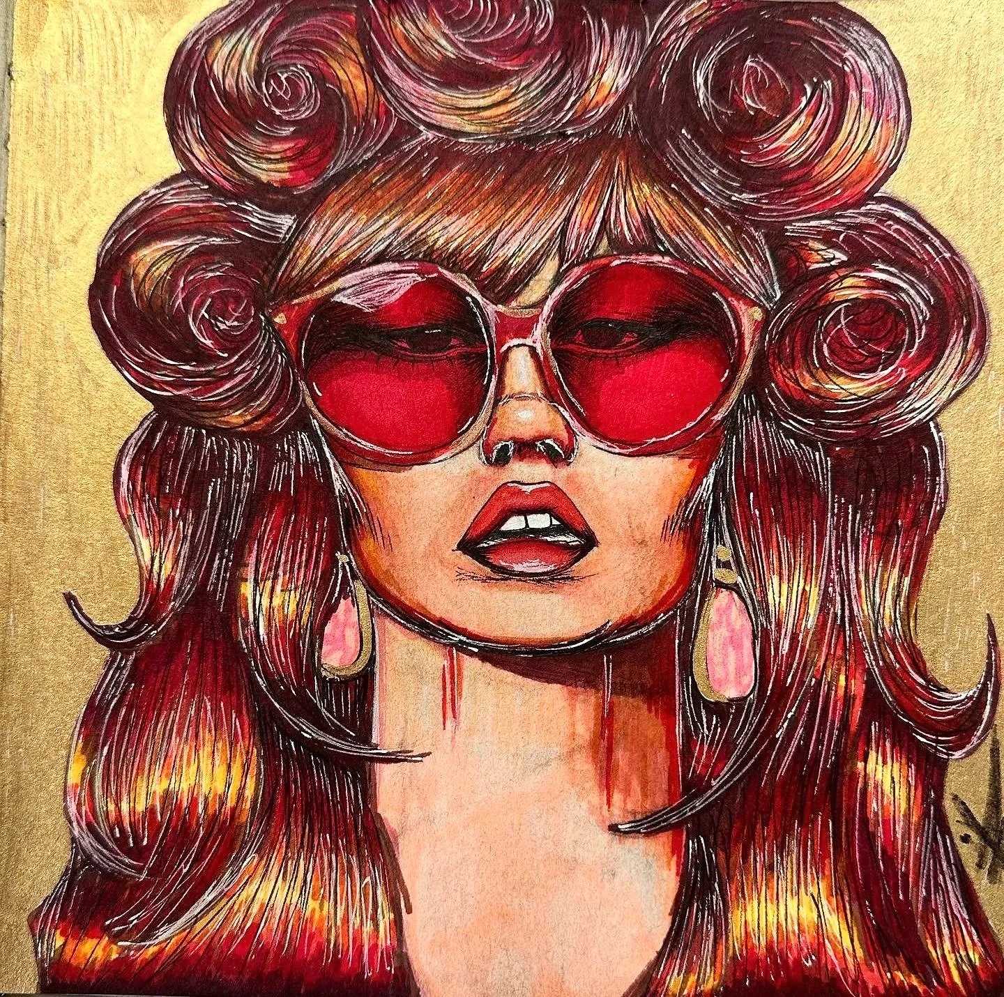"Red Head" (alcohol marker and ink on paper) 