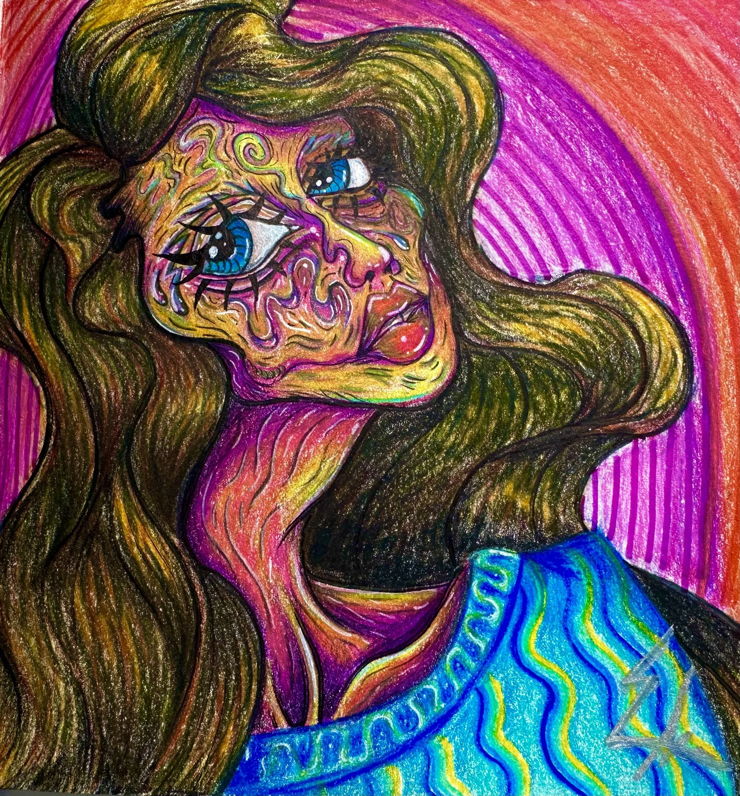 "Vibrant Valeria" (colored pencil and alcohol marker on paper)