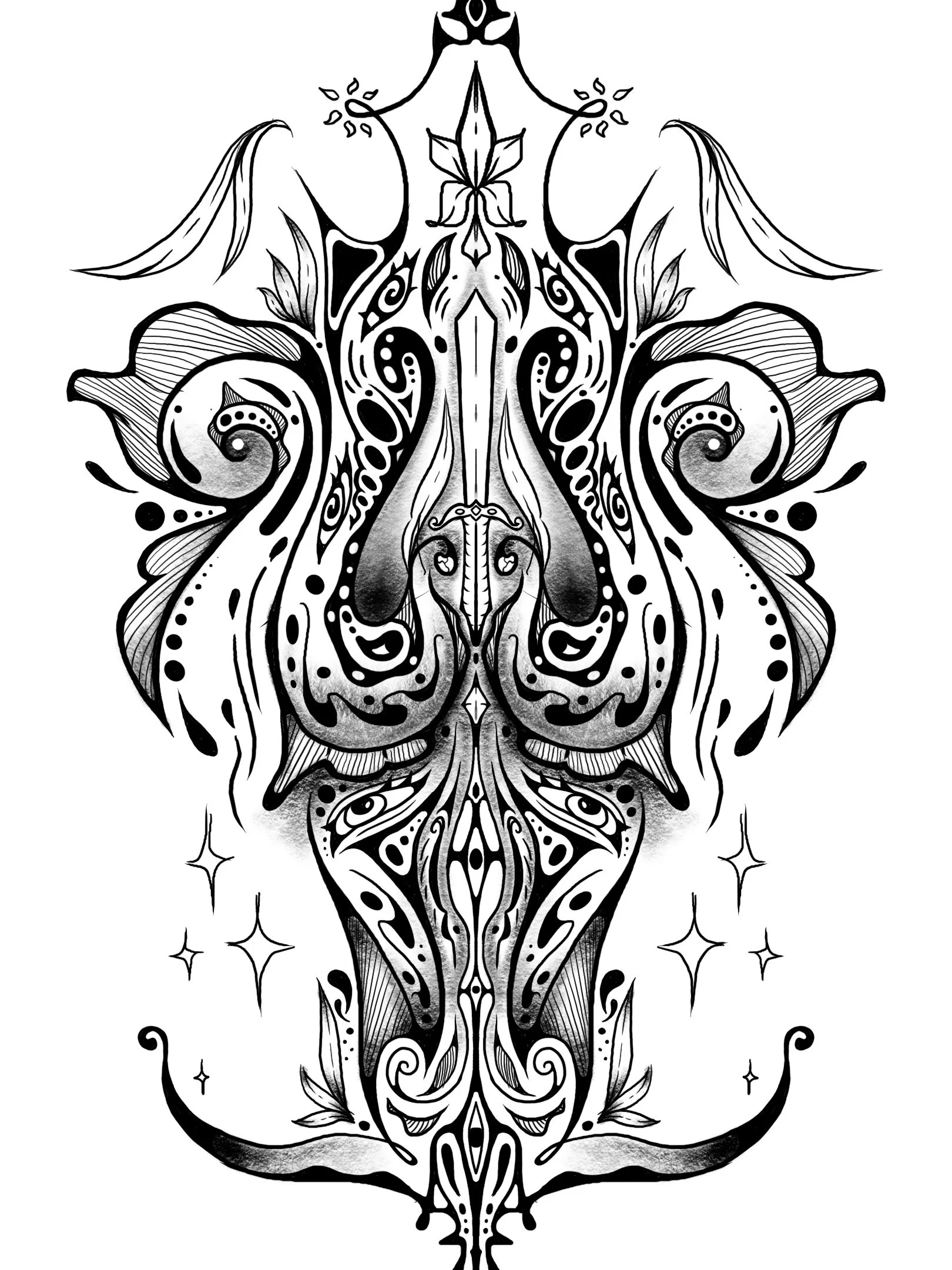 "Floral-esque Backpiece" (tattoo idea)