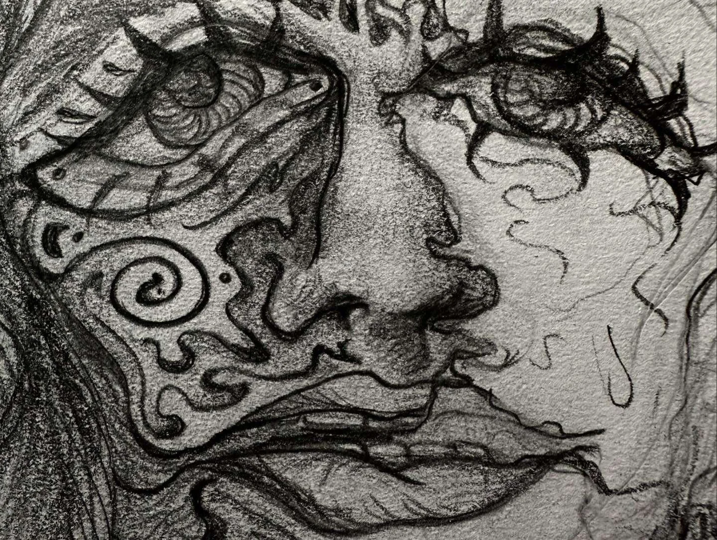 "Cotton Mouth Marie Sketch" (graphite on paper)