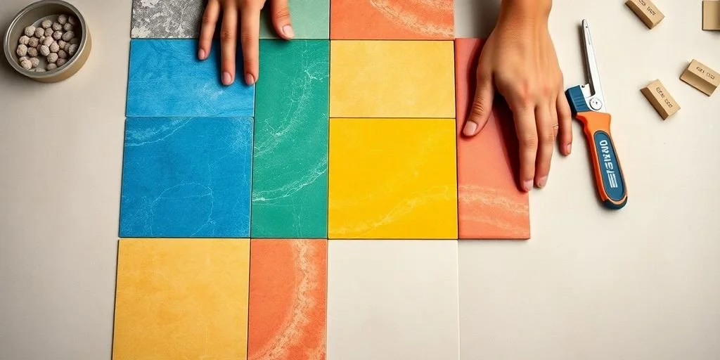 Person laying floor tiles – tile installation for beginners guide