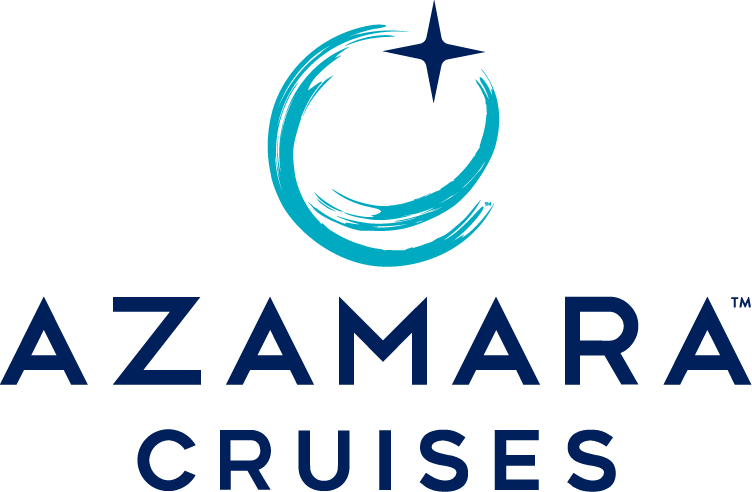 Azamara Cruises logo featuring a stylized blue crescent moon with a star at the top.