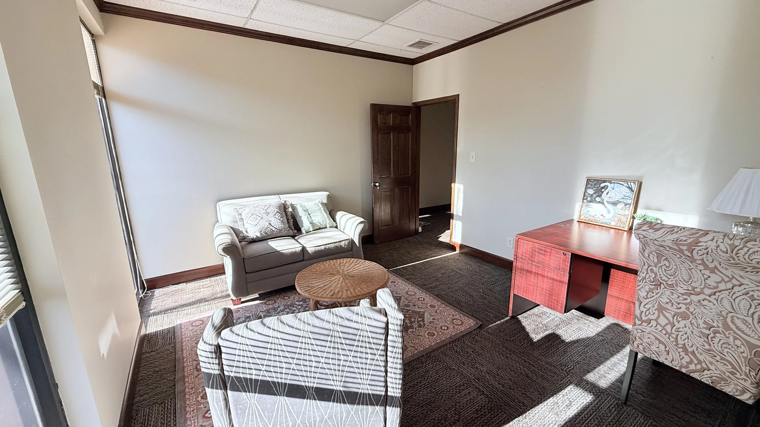 Quiet private office located in downtown Huntsville office suite perfect for in person therapy or telehealth