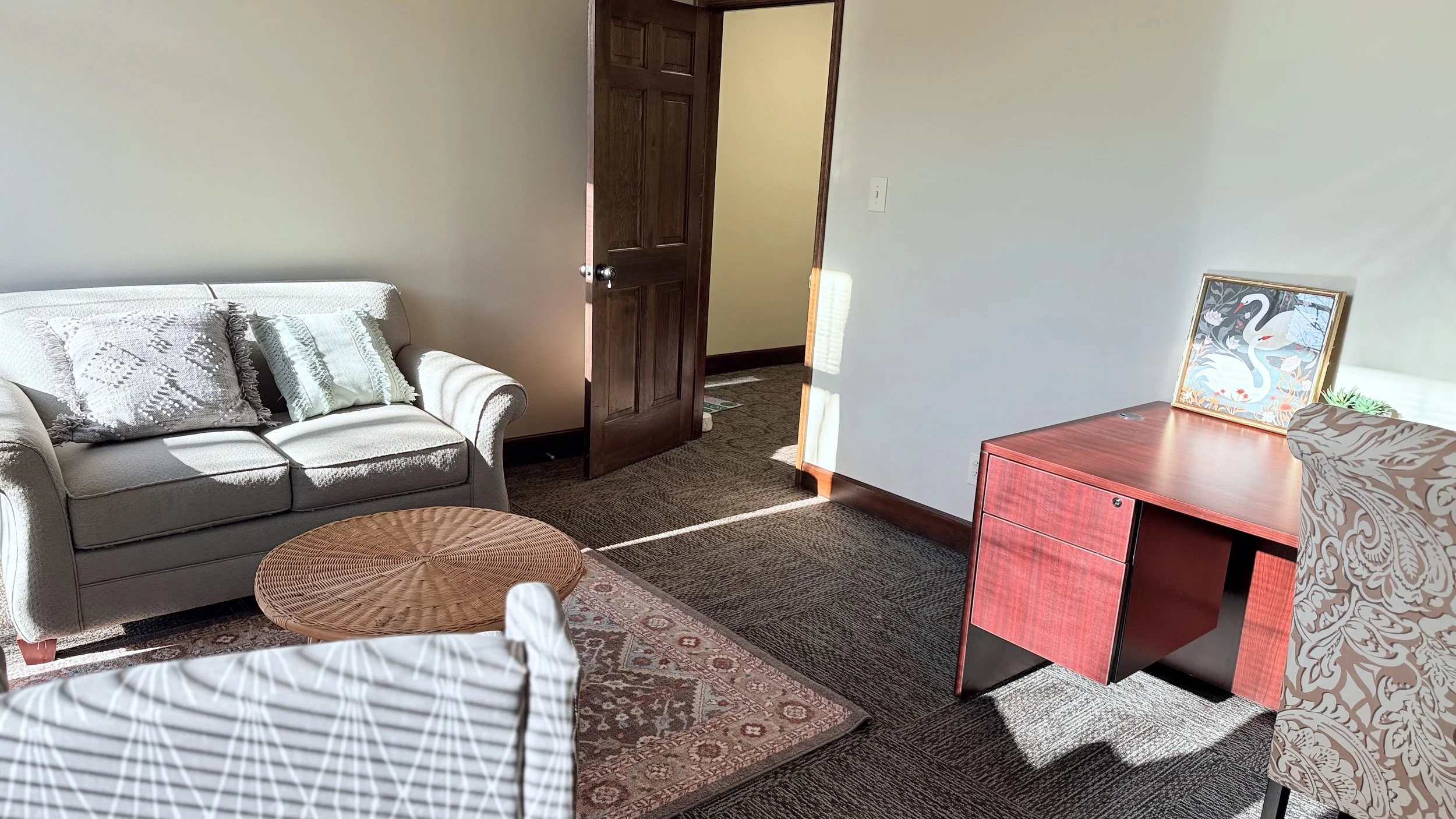 Quiet private office located in downtown Huntsville office suite perfect for in person therapy or telehealth