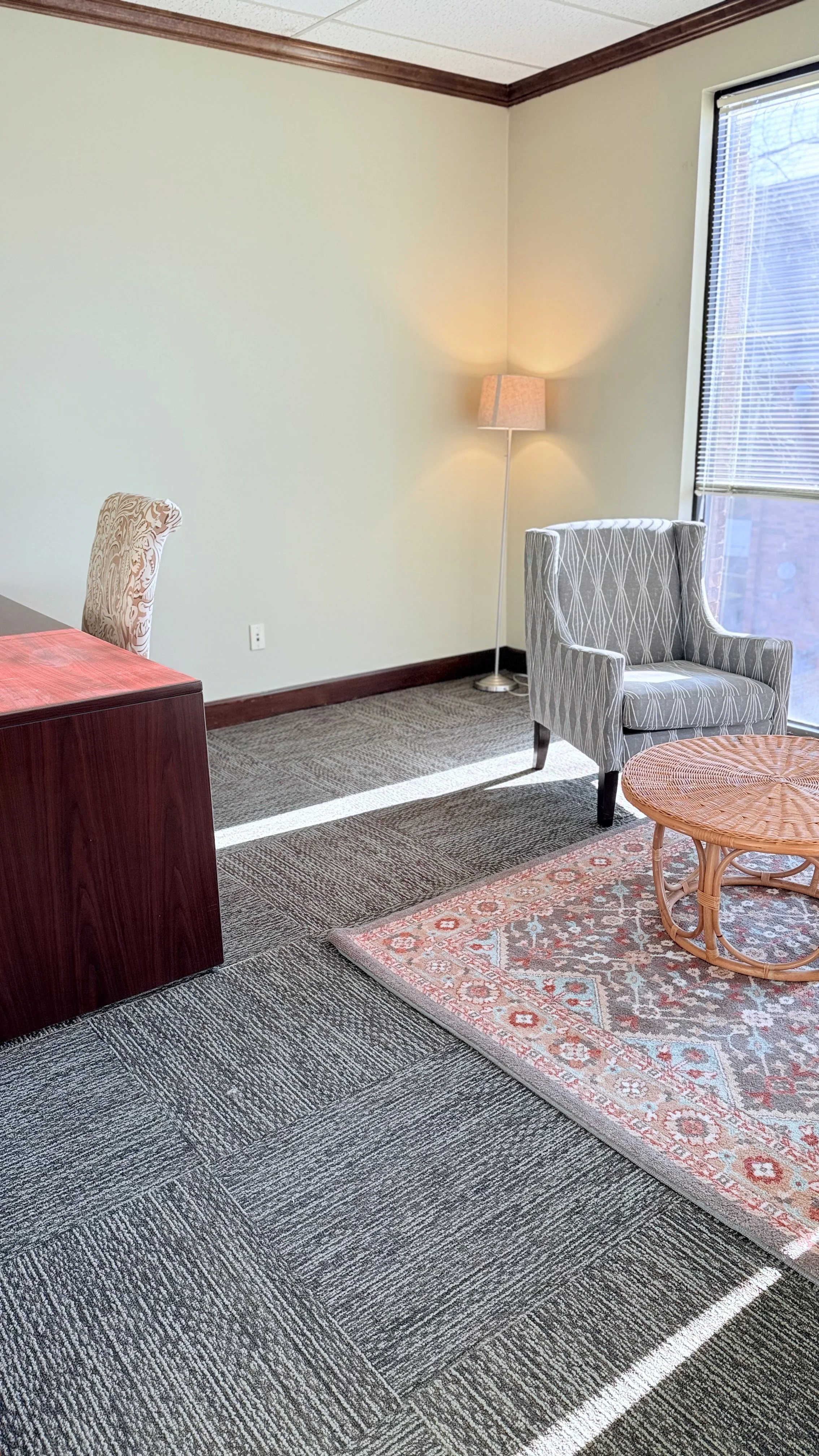 Quiet private office located in downtown Huntsville office suite perfect for in person therapy or telehealth