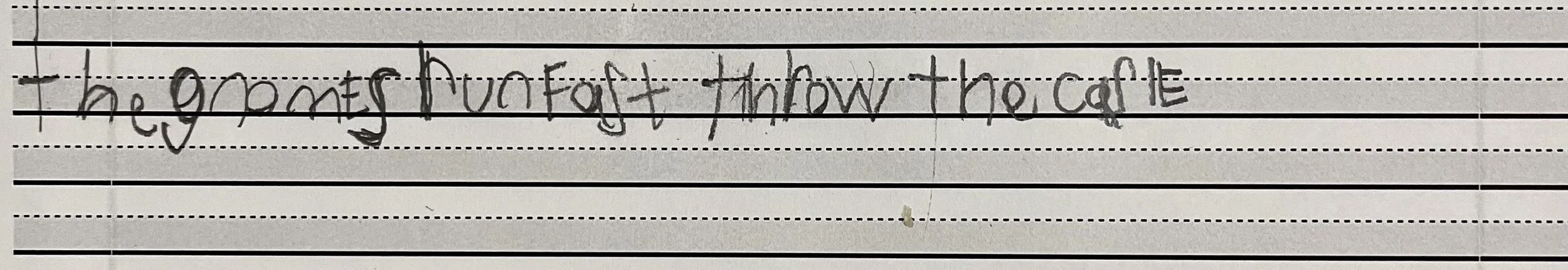 Child's handwriting sample