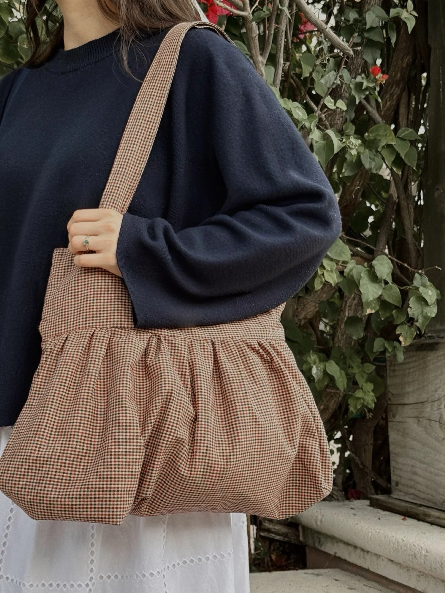 Americana Gingham Market Tote